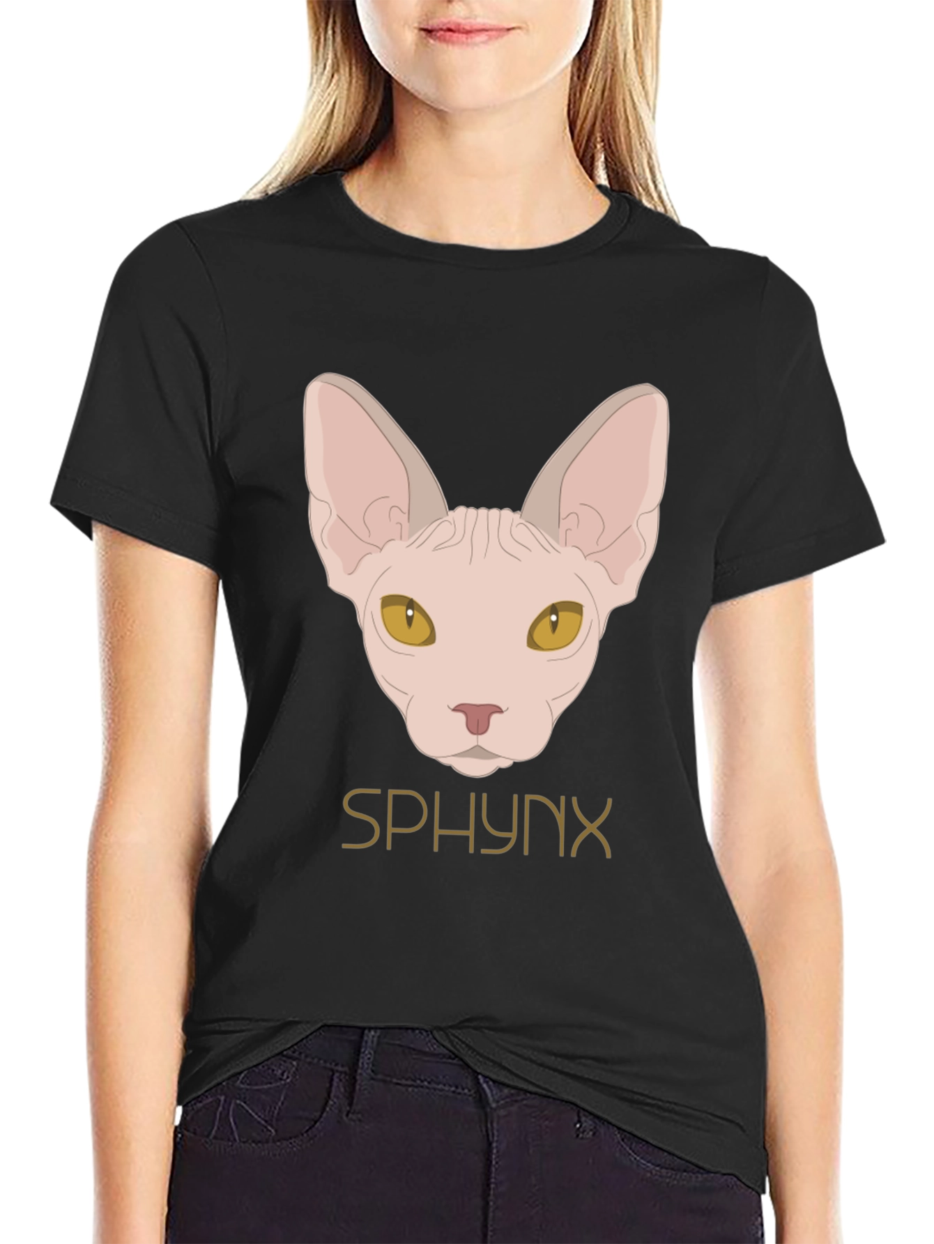 Sphynx Cat Graphic Black T-Shirt