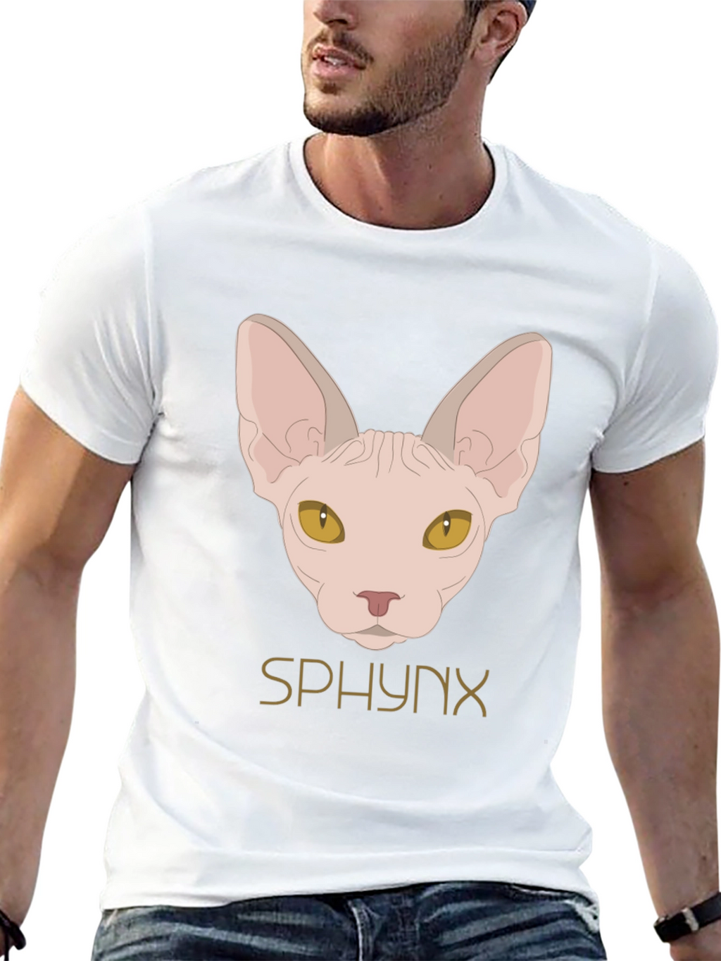 Sphynx Cat Graphic Black T-Shirt