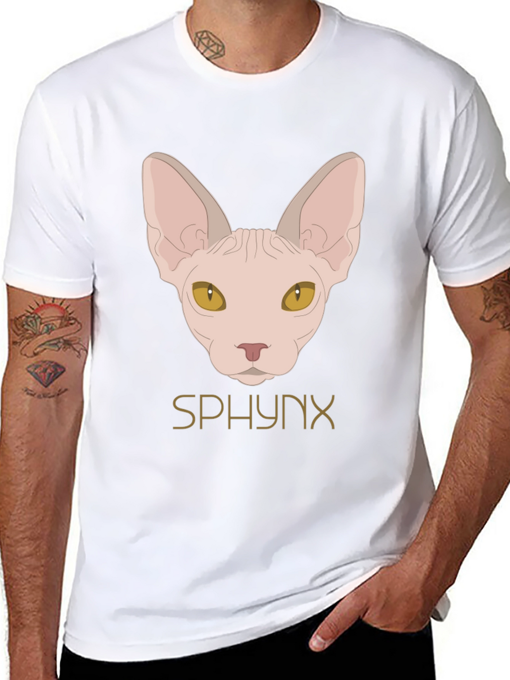 Sphynx Cat Graphic Black T-Shirt