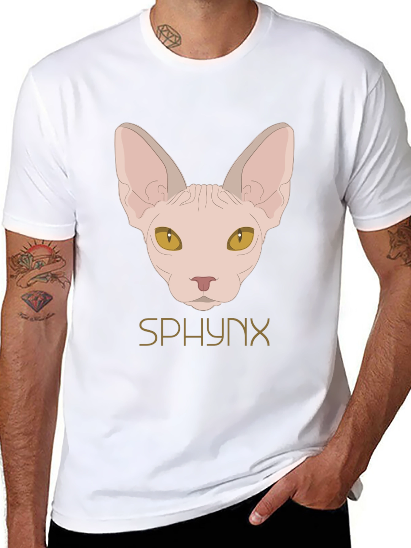 Sphynx Cat Graphic Black T-Shirt