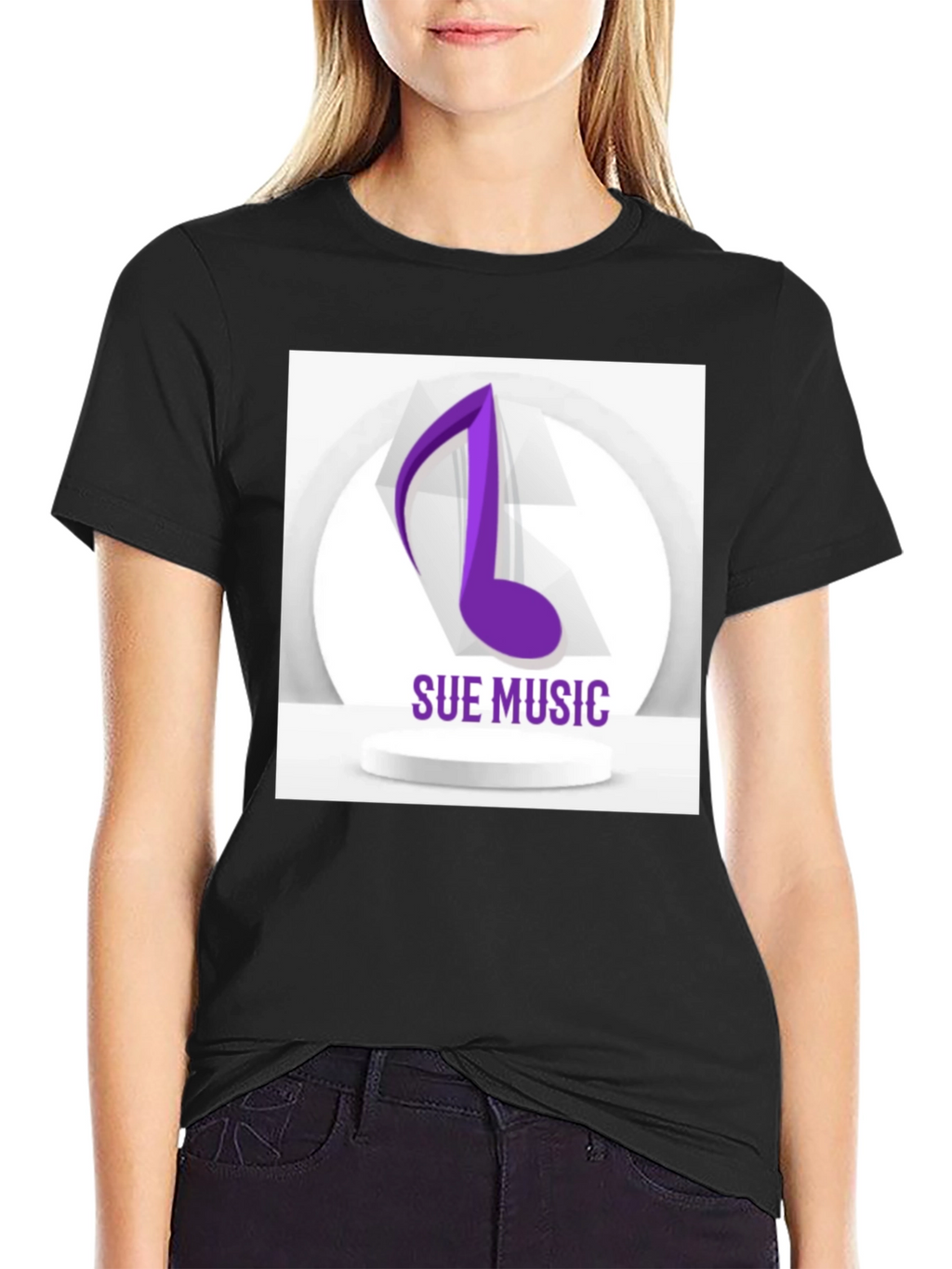 Sue Music Graphic Tee - Stylish Black Cotton T-Shirt