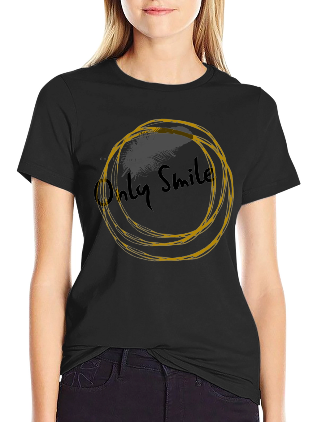 Only Smile Black Graphic T-Shirt