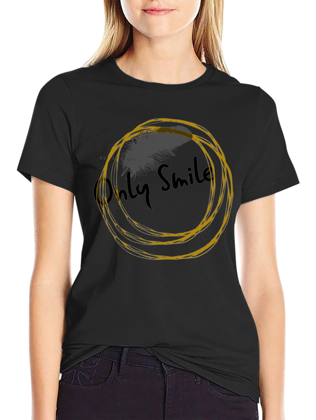 Only Smile Black Graphic T-Shirt