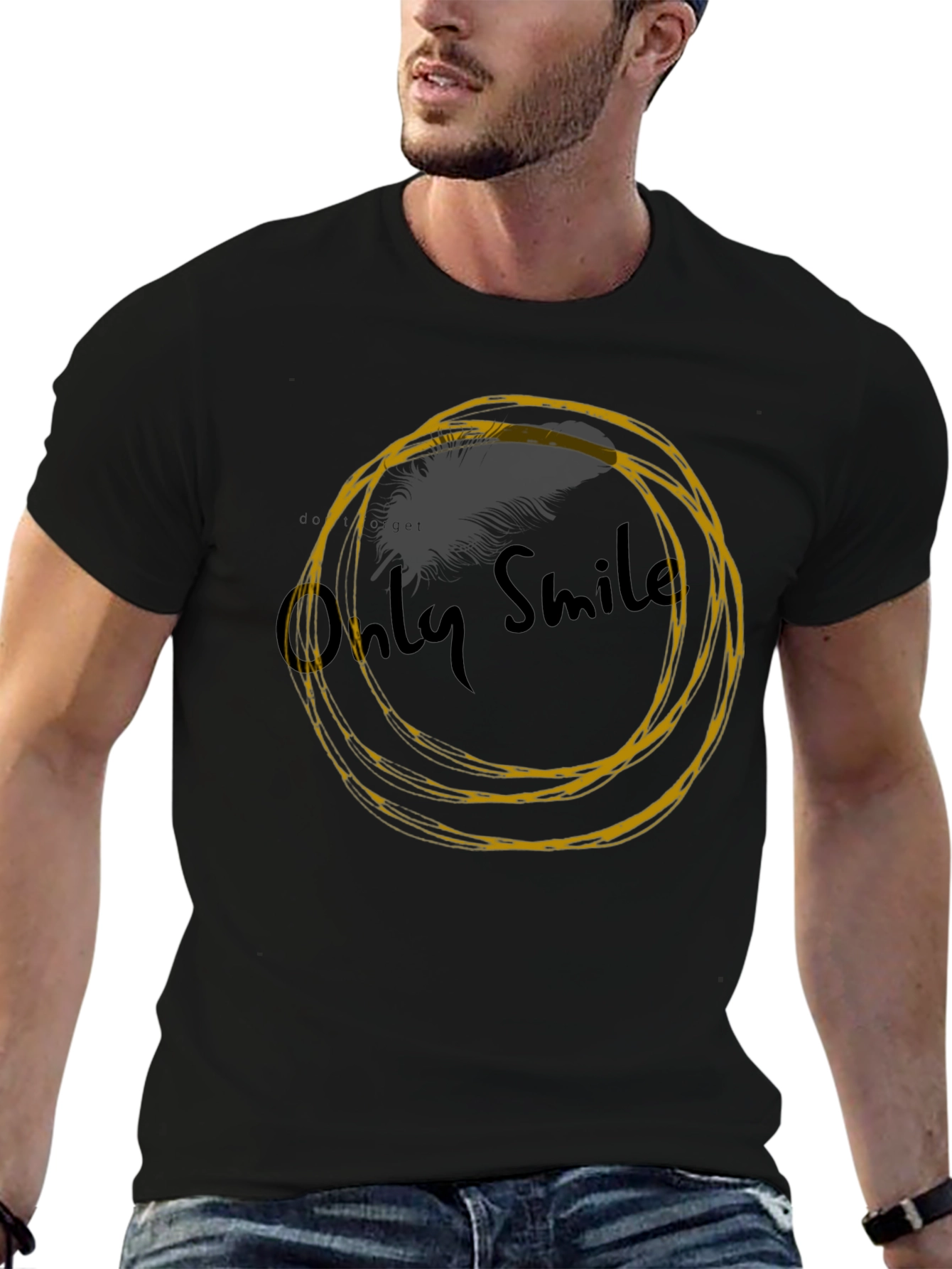 Only Smile Black Graphic T-Shirt