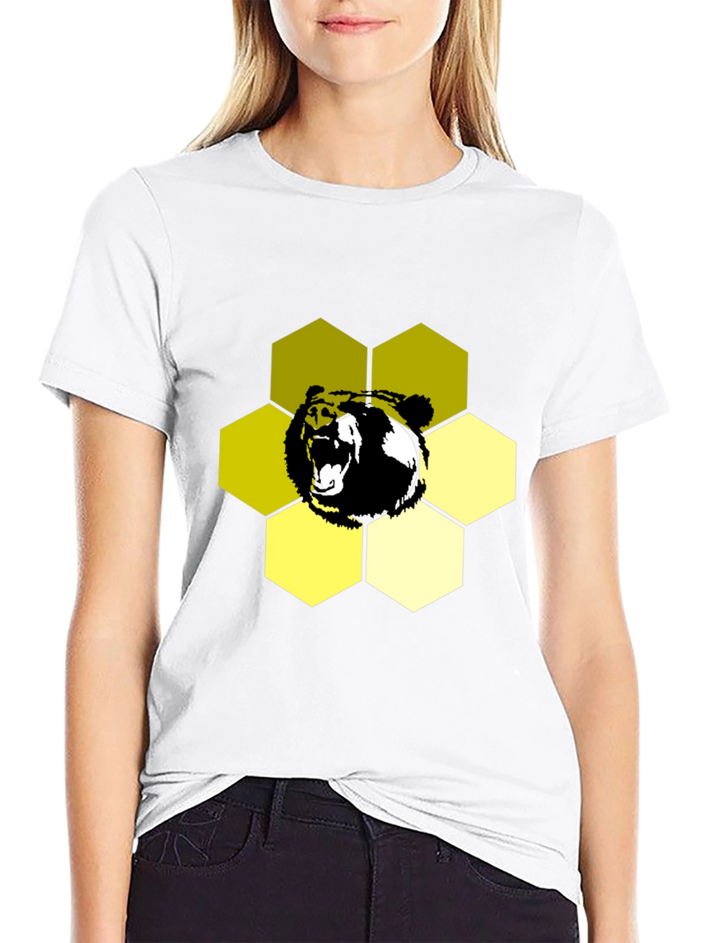 Bear Hexagon Graphic Tee - Black