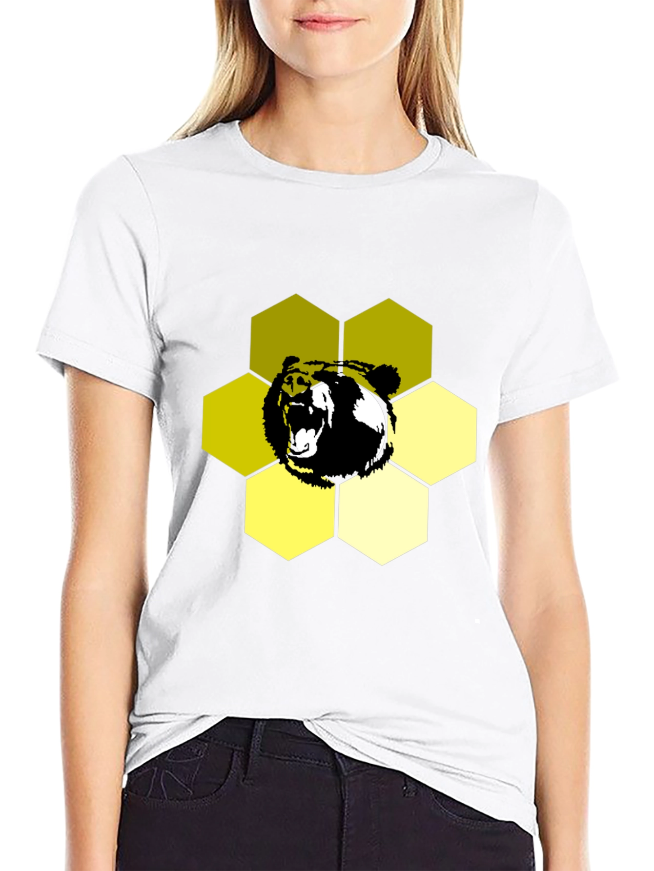 Bear Hexagon Graphic Tee - Black