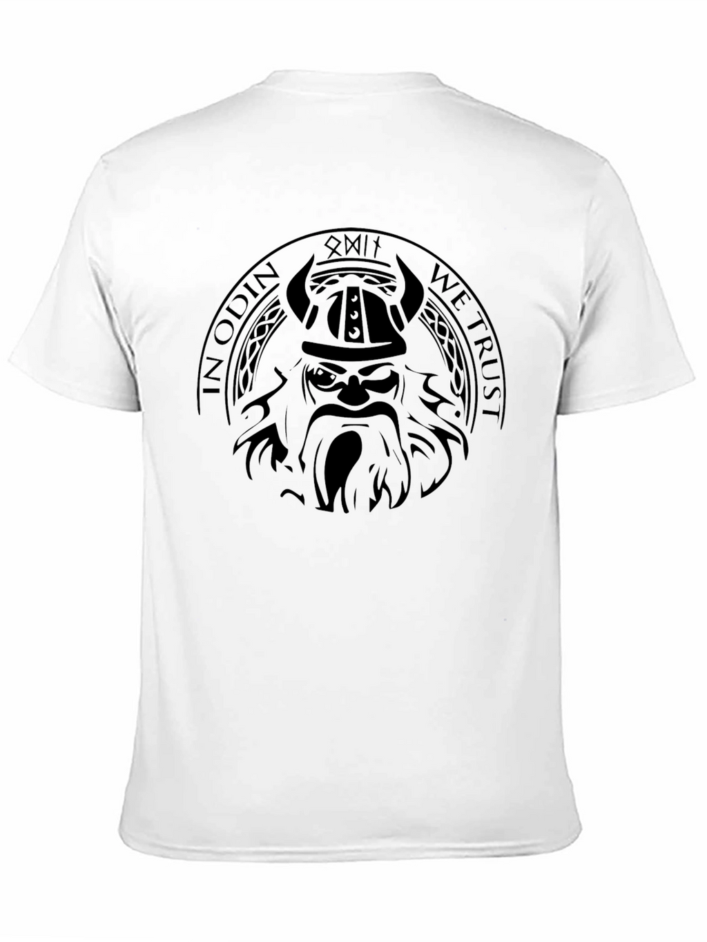 Viking Odin Graphic Print Black T-Shirt