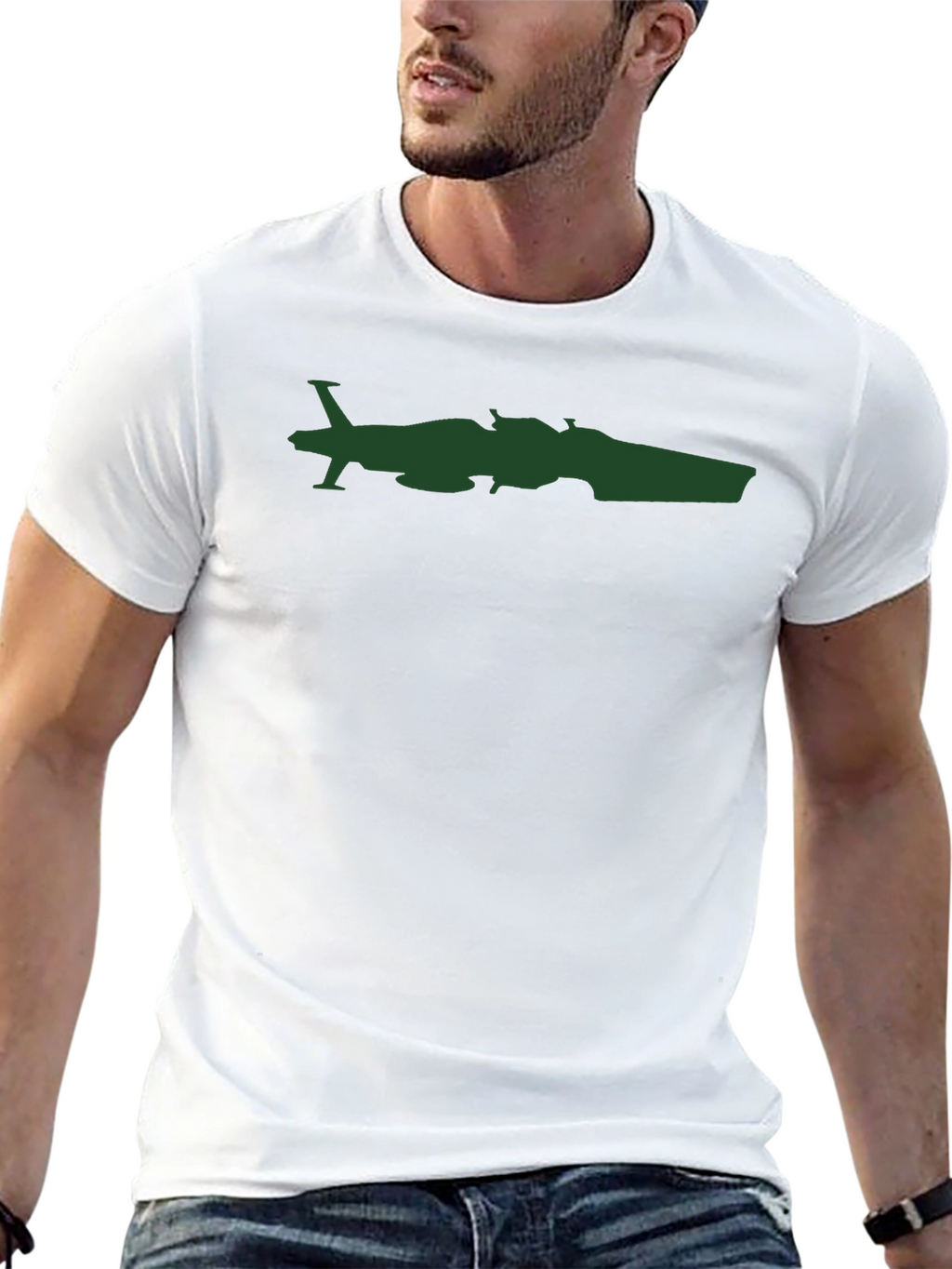 Black T-Shirt with Plane and Car Graphic