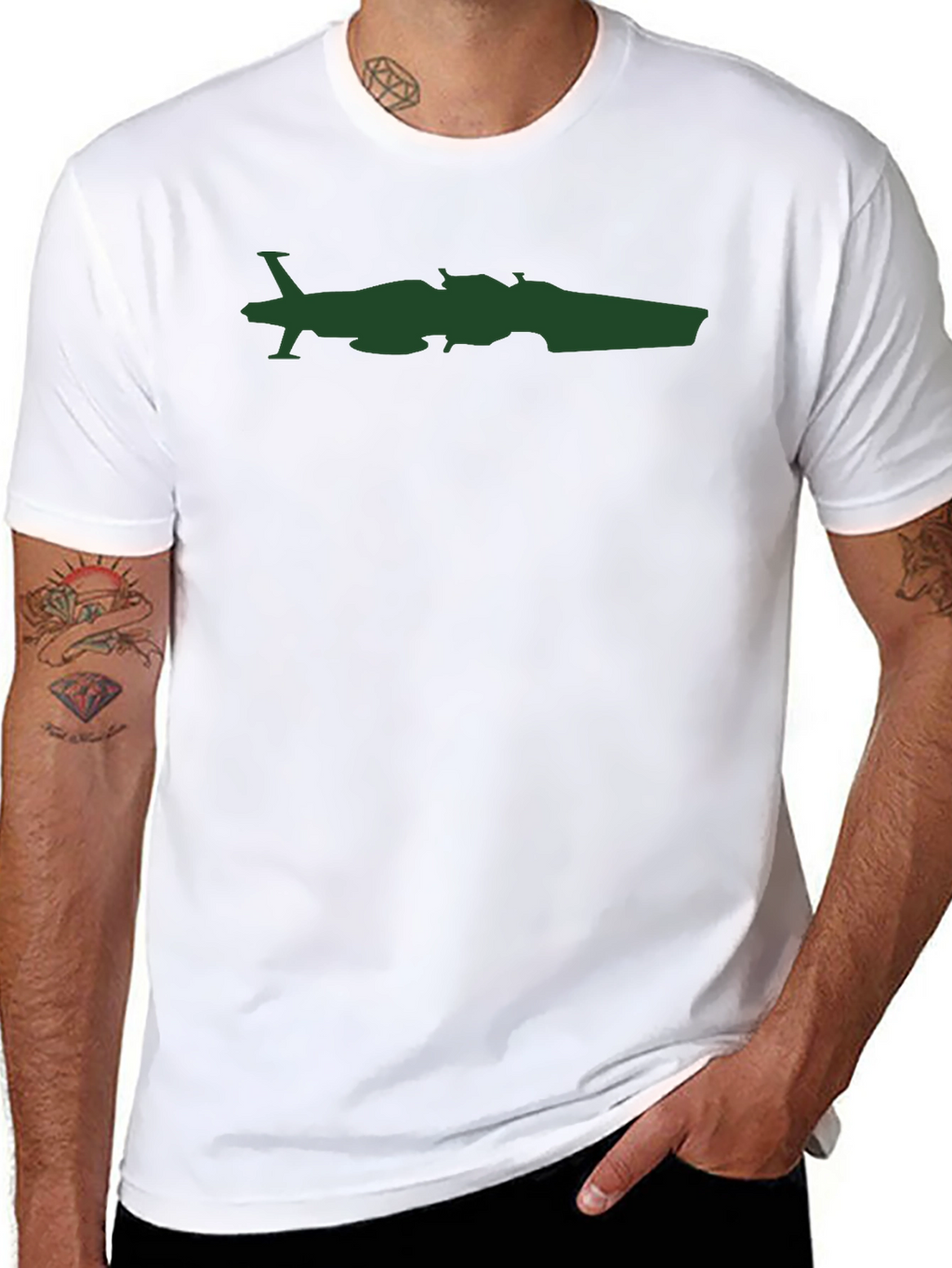 Black T-Shirt with Plane and Car Graphic