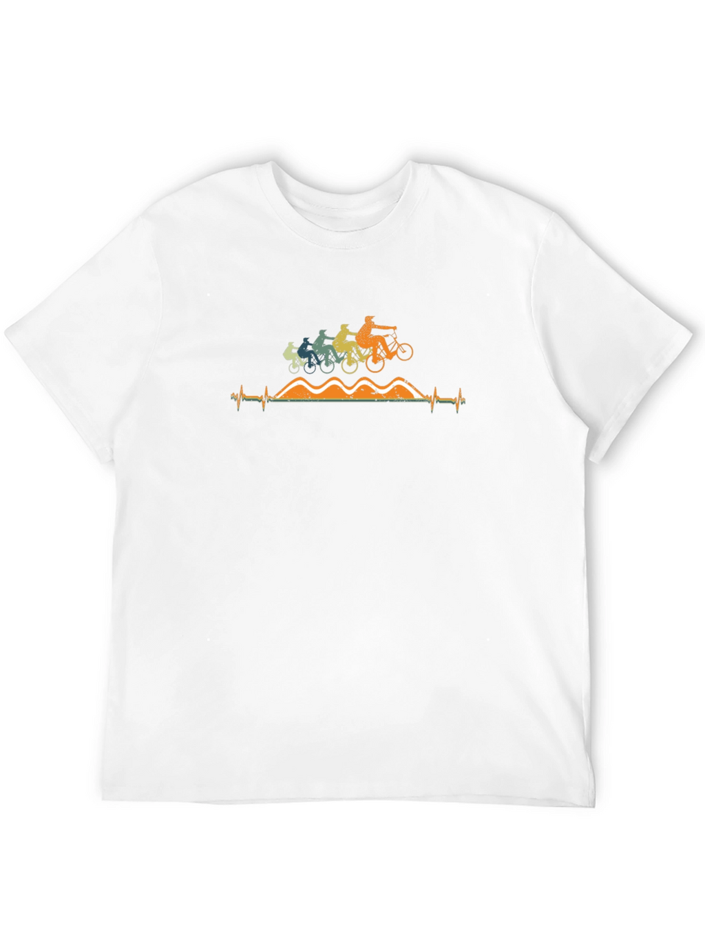 Cycling Heartbeat T-Shirt - Mountain Bike Design