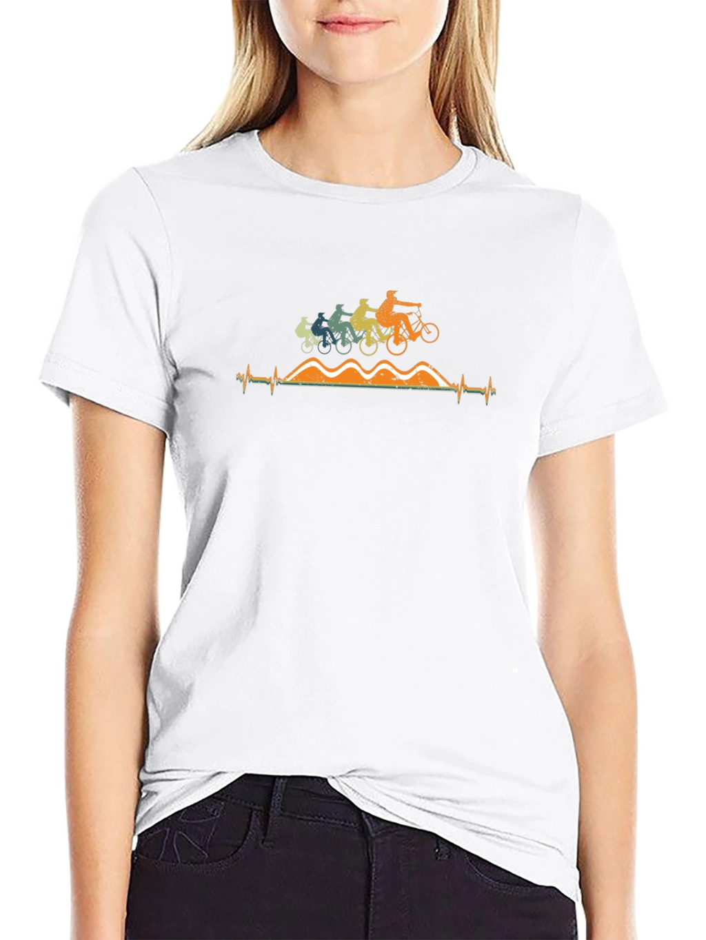 Cycling Heartbeat T-Shirt - Mountain Bike Design