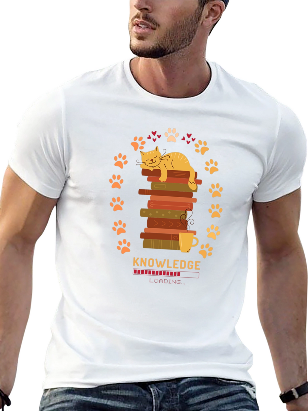 Knowledge Loading Graphic T-Shirt - Cat Lover Gift