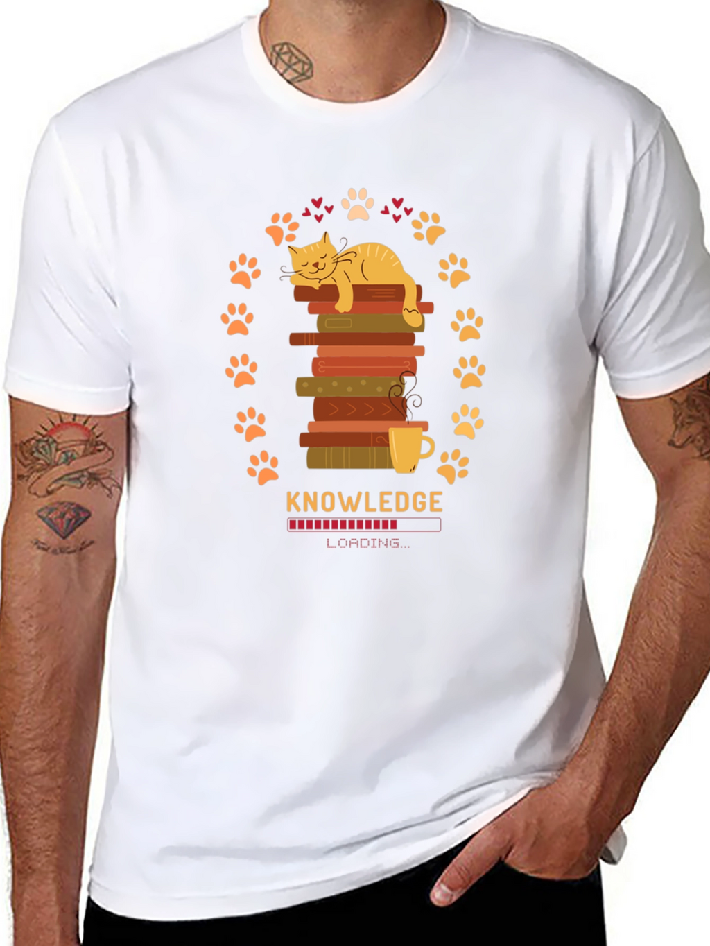 Knowledge Loading Graphic T-Shirt - Cat Lover Gift