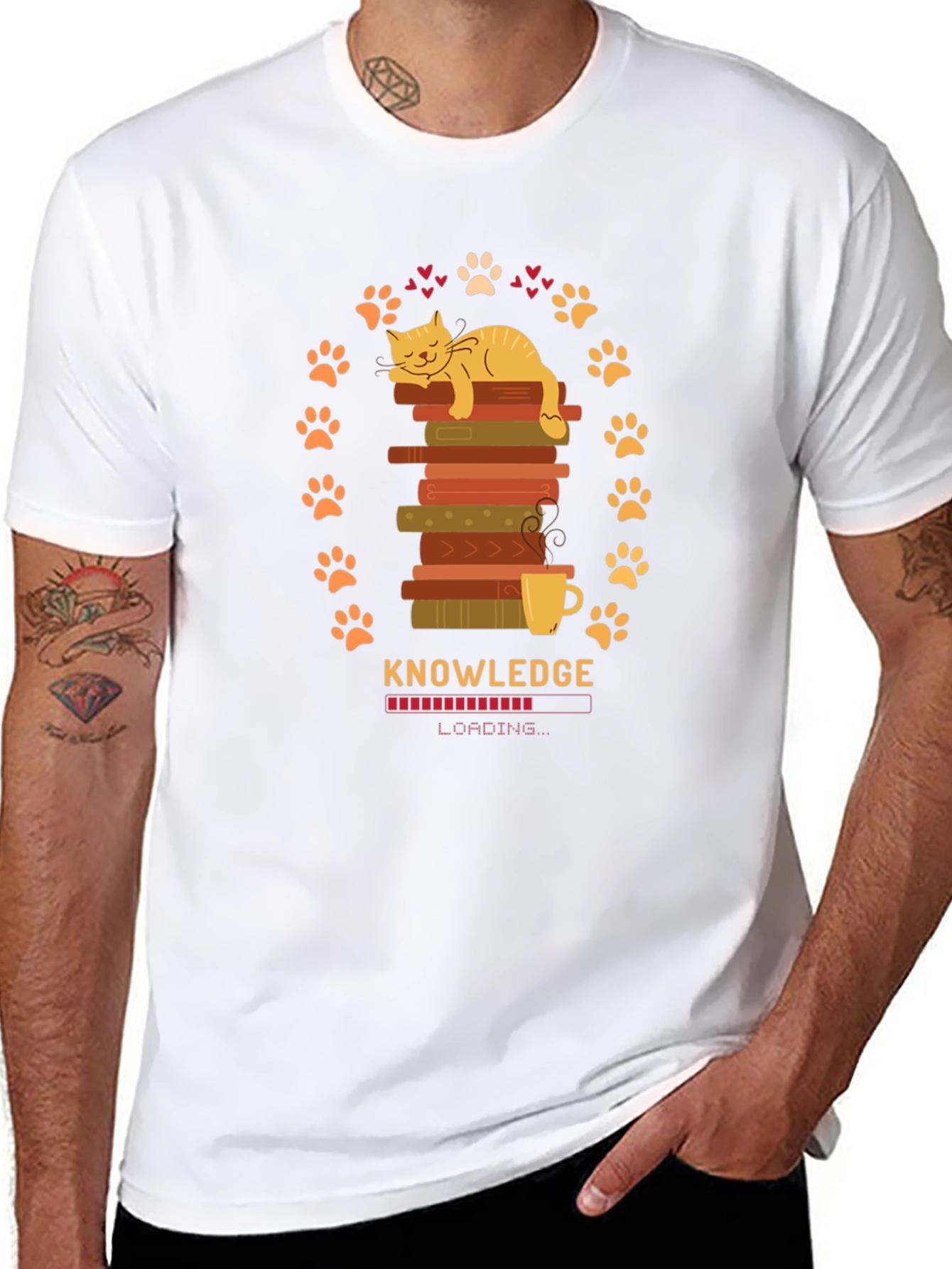 Knowledge Loading Graphic T-Shirt - Cat Lover Gift