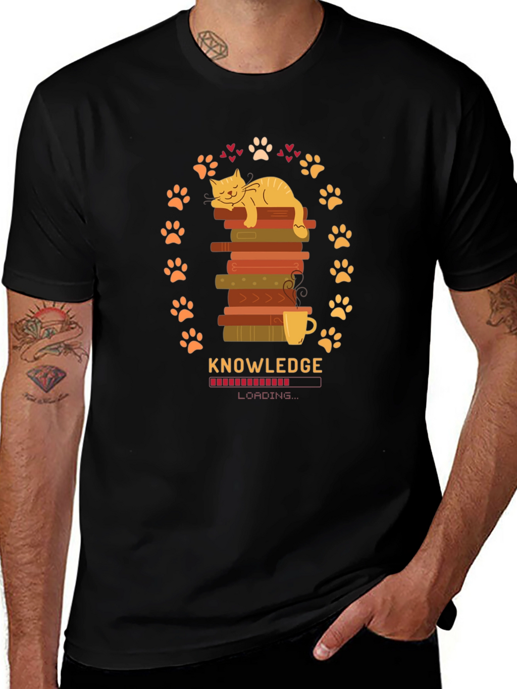 Knowledge Loading Graphic T-Shirt - Cat Lover Gift
