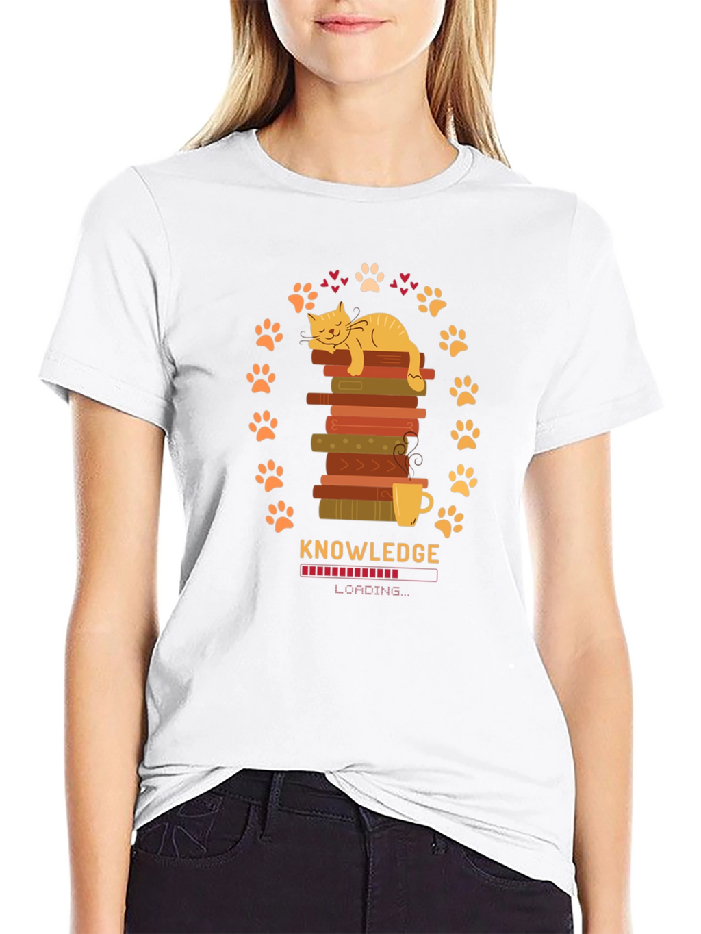 Knowledge Loading Graphic T-Shirt - Cat Lover Gift