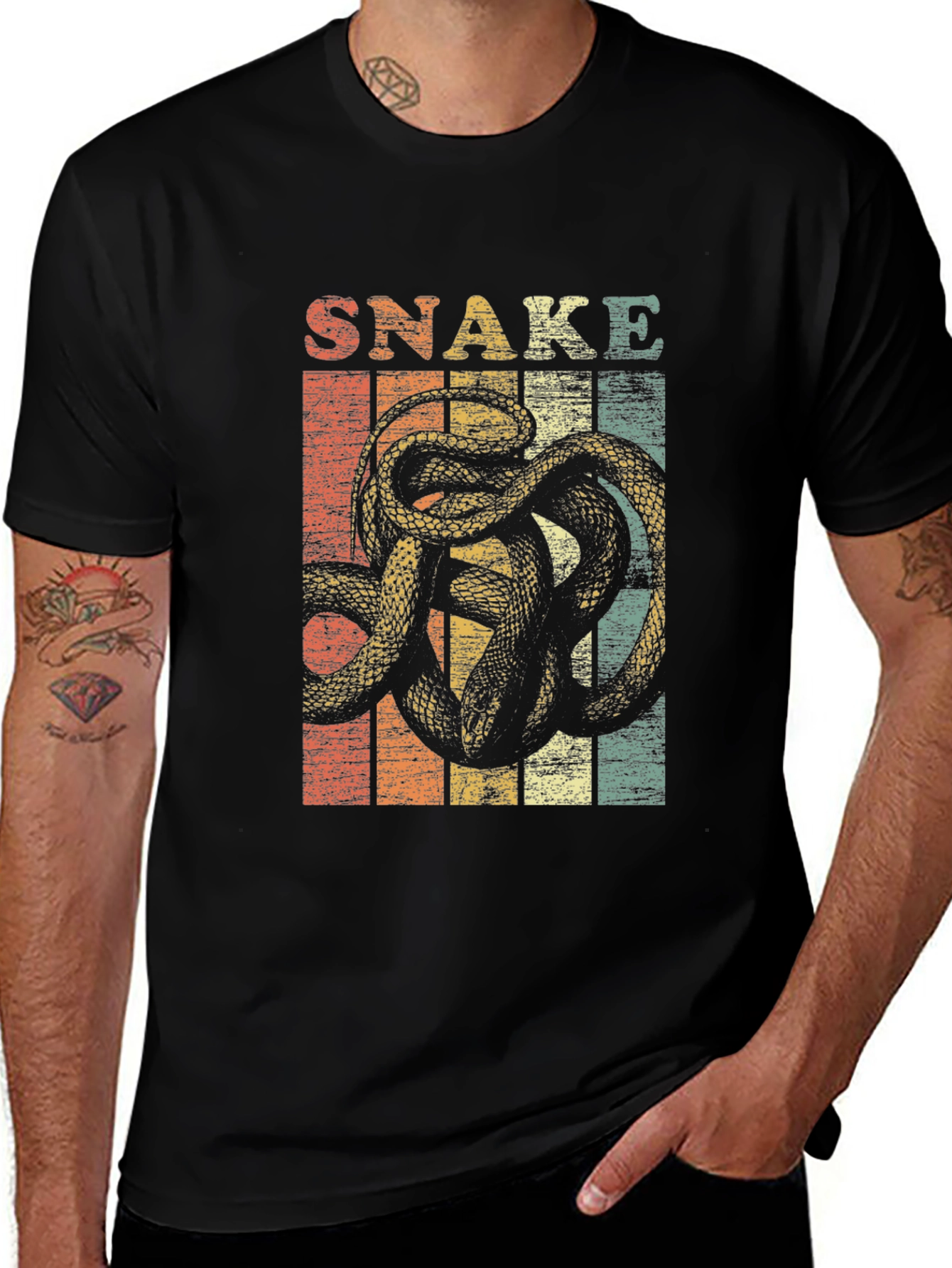 Retro Snake Graphic T-Shirt - Unisex Casual Tee