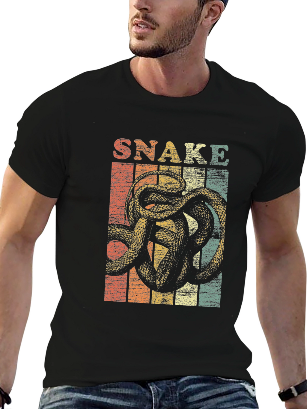 Retro Snake Graphic T-Shirt - Unisex Casual Tee