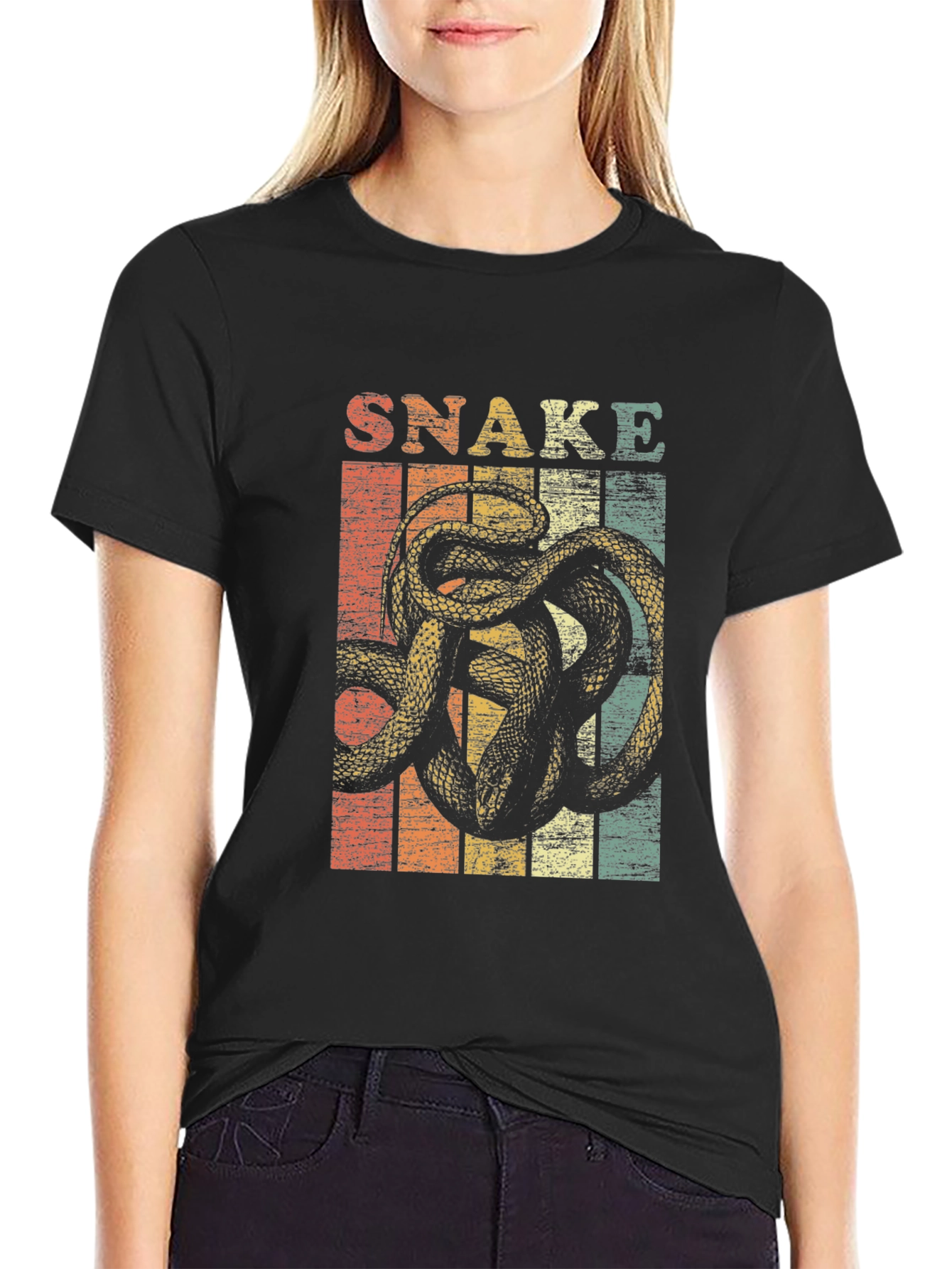 Retro Snake Graphic T-Shirt - Unisex Casual Tee
