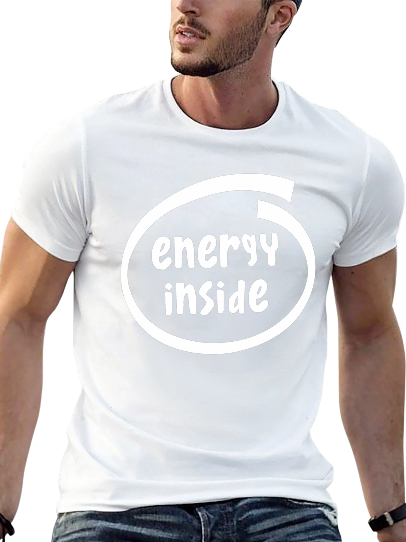 Energy Inside Black Cotton T-Shirt