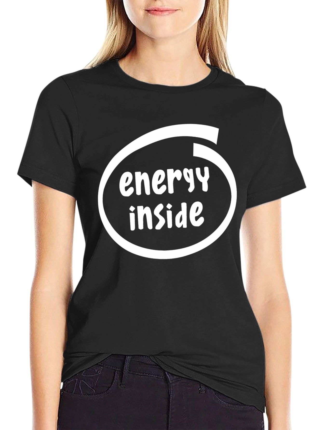 Energy Inside Black Cotton T-Shirt