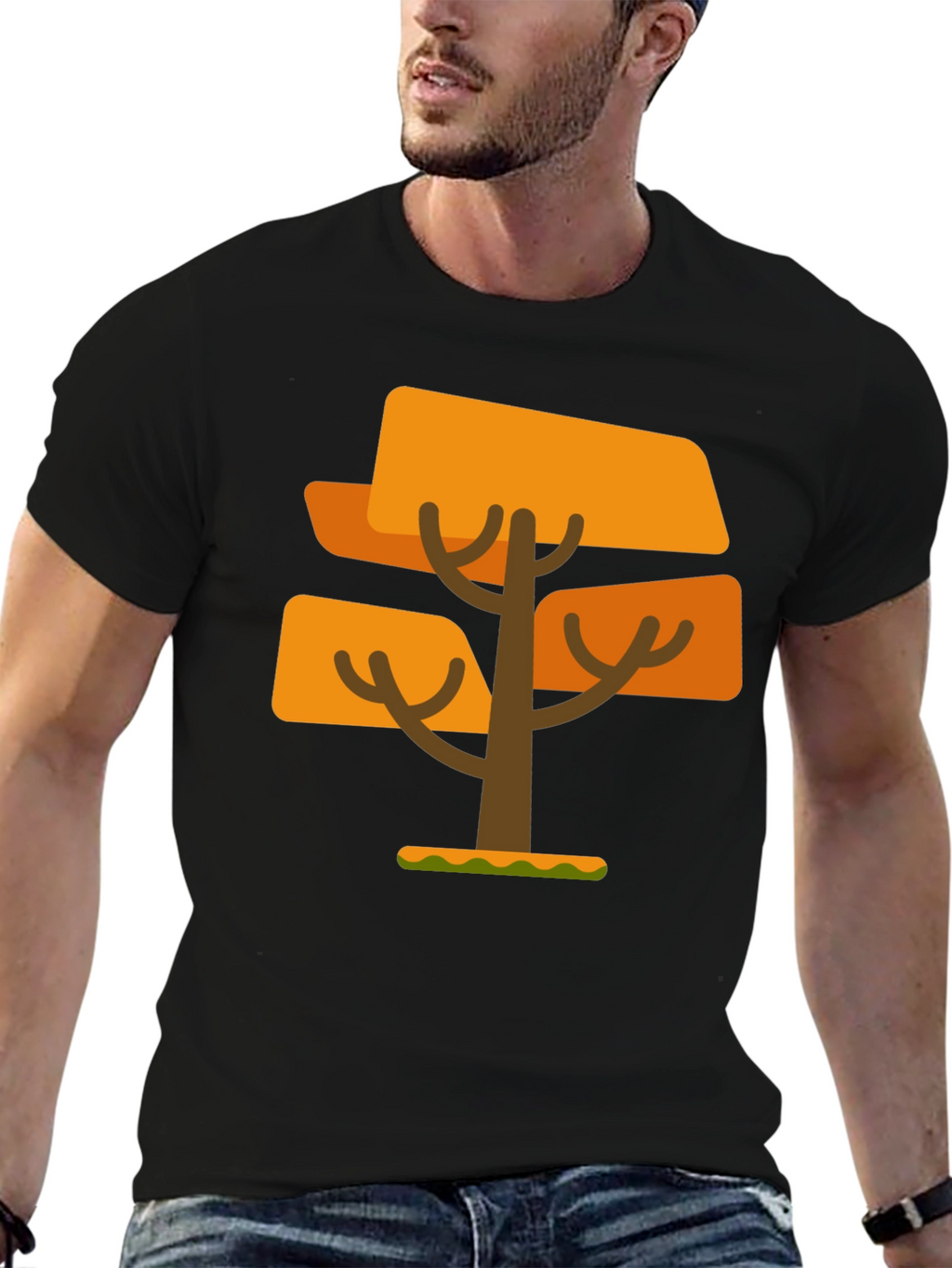 Geometric Tree Graphic Tee - Mens Black T-Shirt