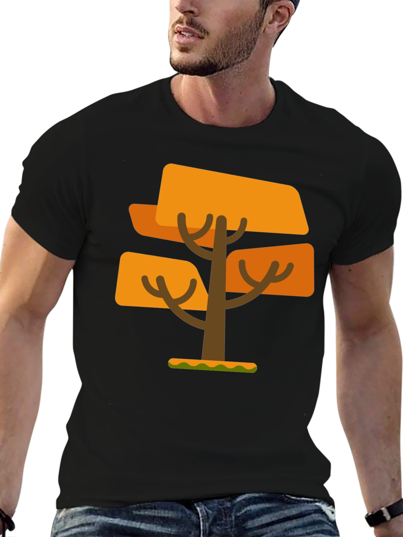 Geometric Tree Graphic Tee - Mens Black T-Shirt