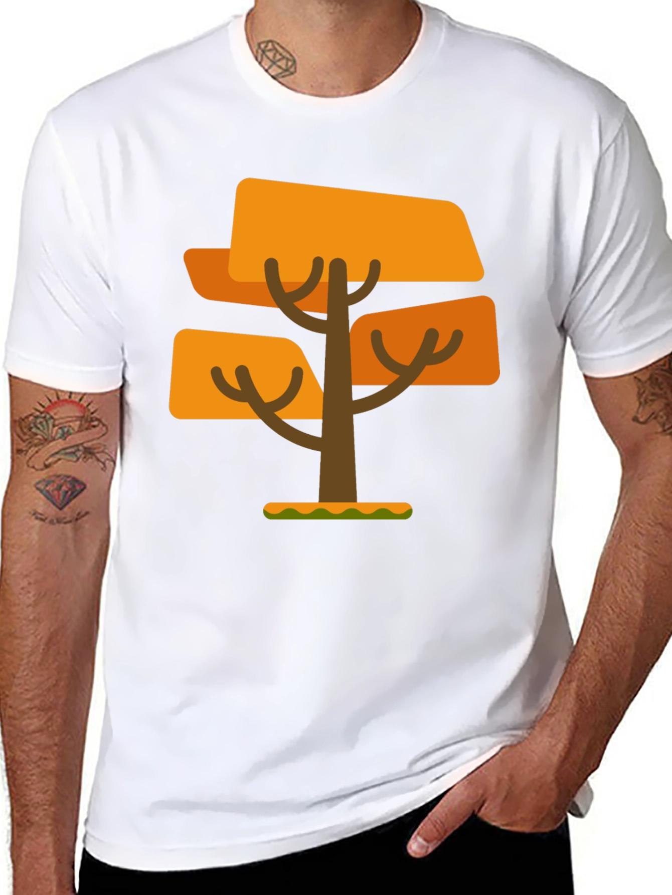 Geometric Tree Graphic Tee - Mens Black T-Shirt