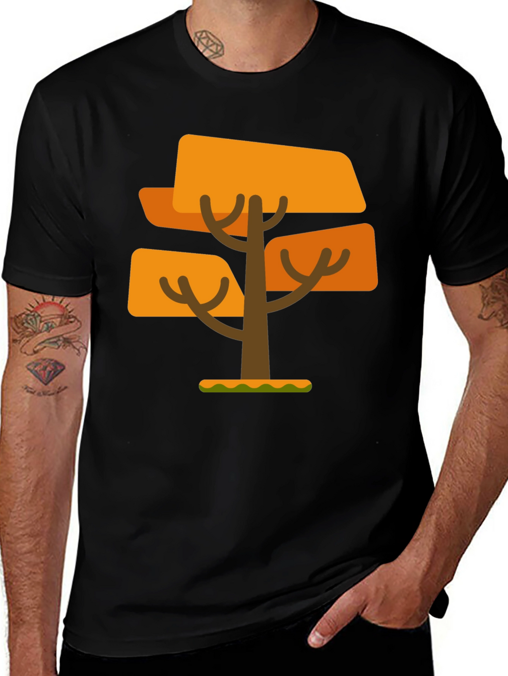 Geometric Tree Graphic Tee - Mens Black T-Shirt