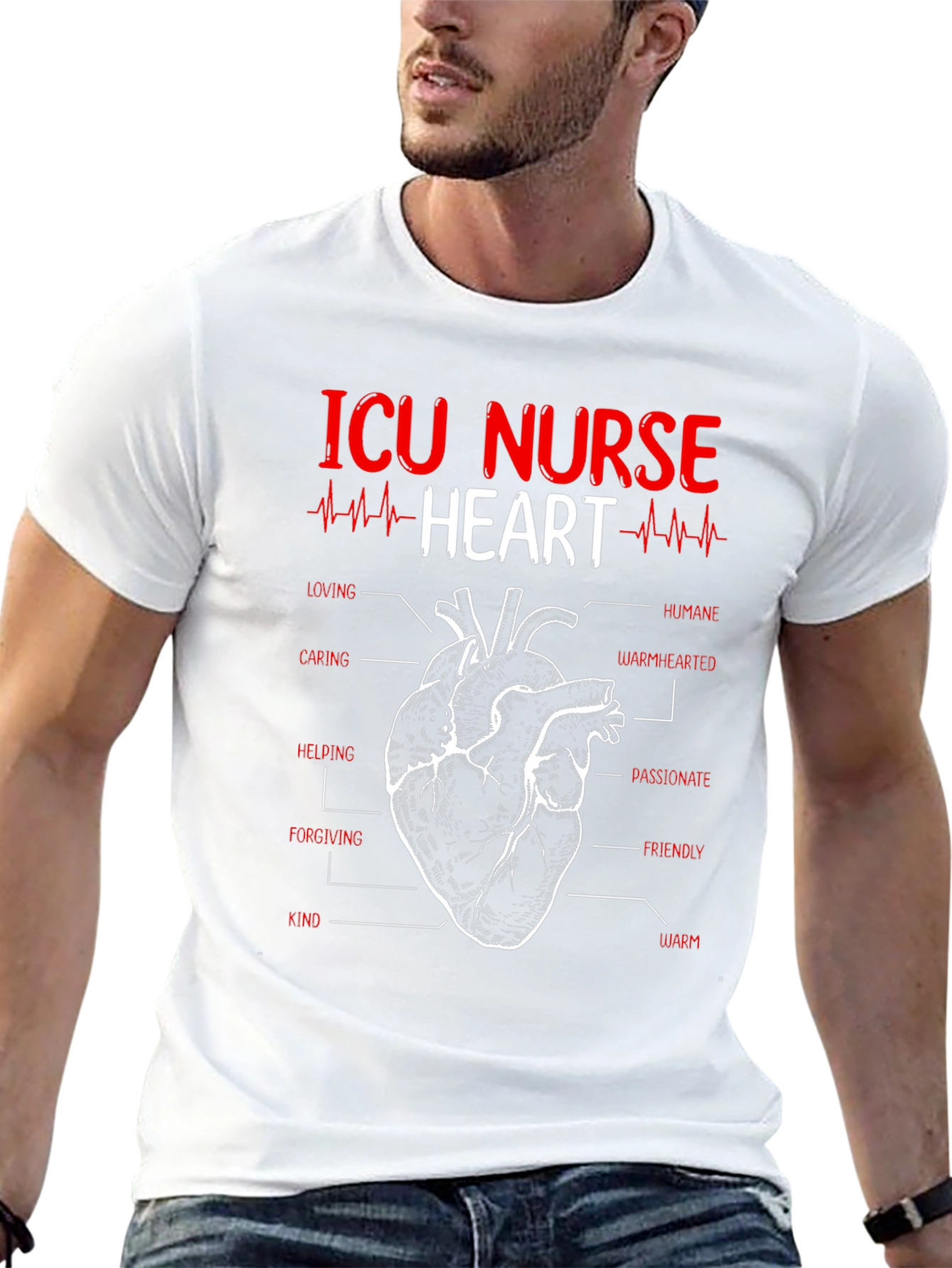 ICU Nurse Heart Anatomy T-Shirt