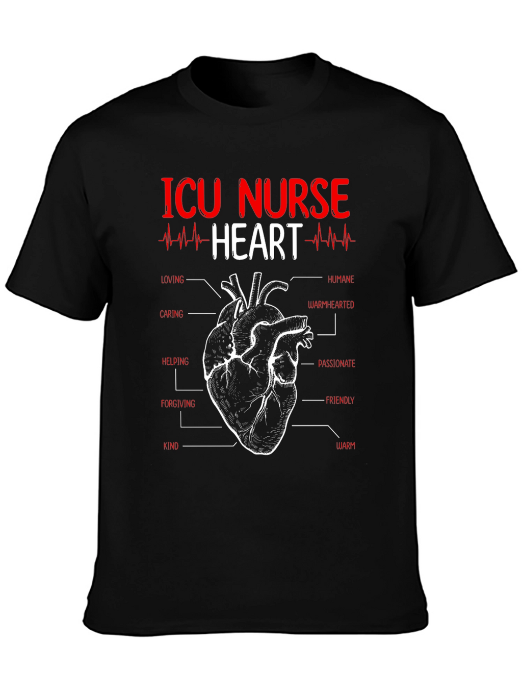 ICU Nurse Heart Anatomy T-Shirt
