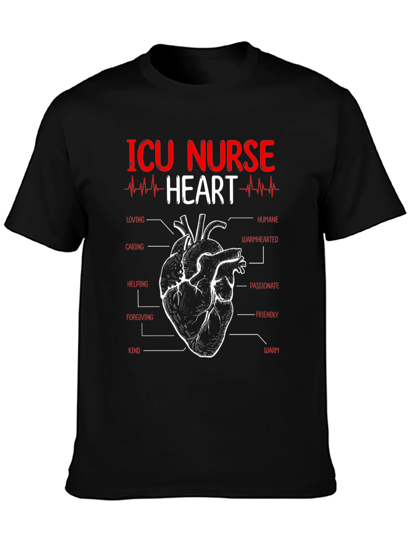 ICU Nurse Heart Anatomy T-Shirt