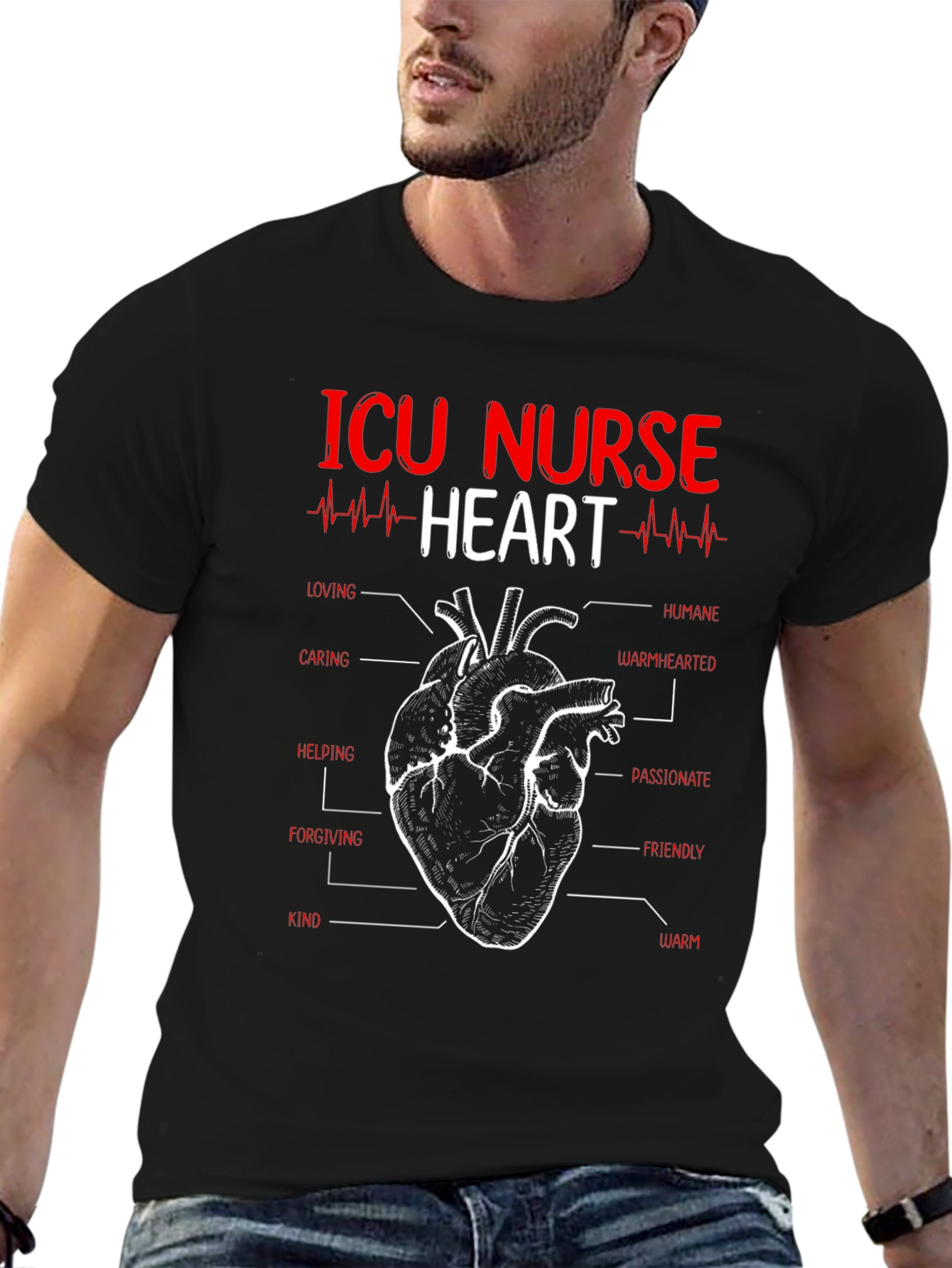 ICU Nurse Heart Anatomy T-Shirt