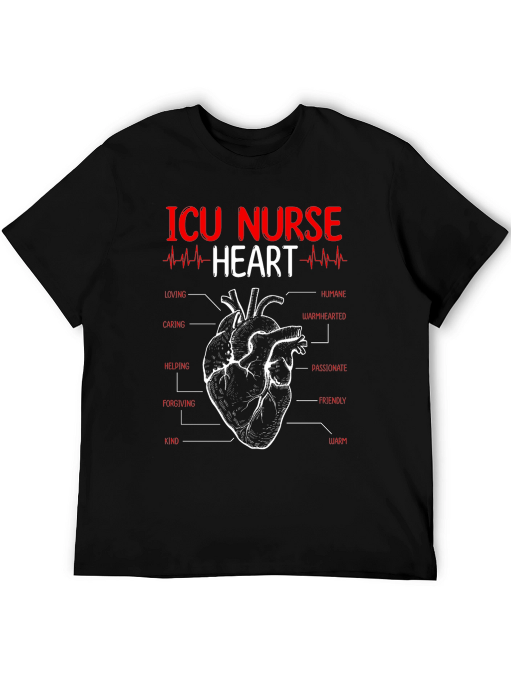 ICU Nurse Heart Anatomy T-Shirt