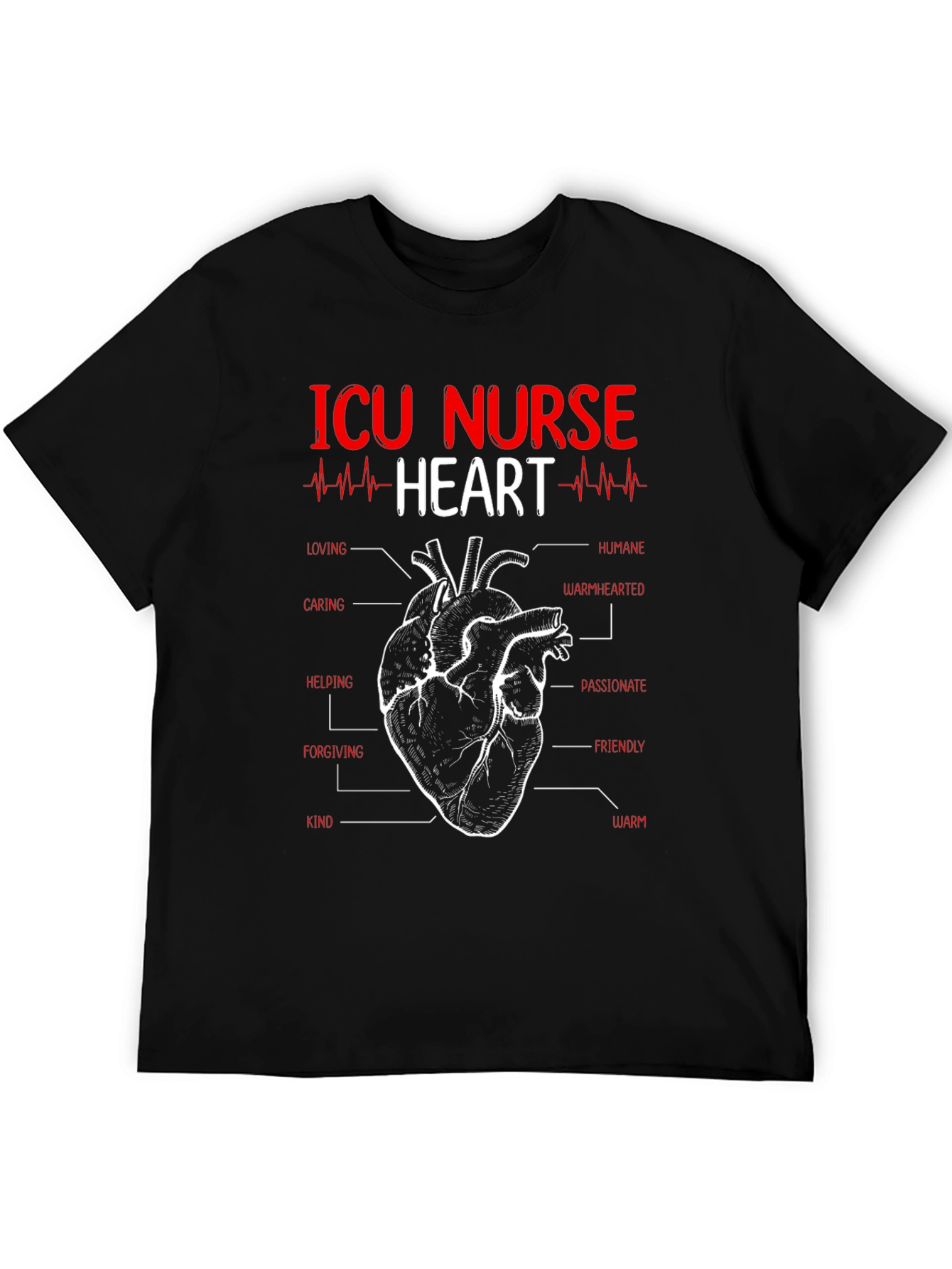 ICU Nurse Heart Anatomy T-Shirt