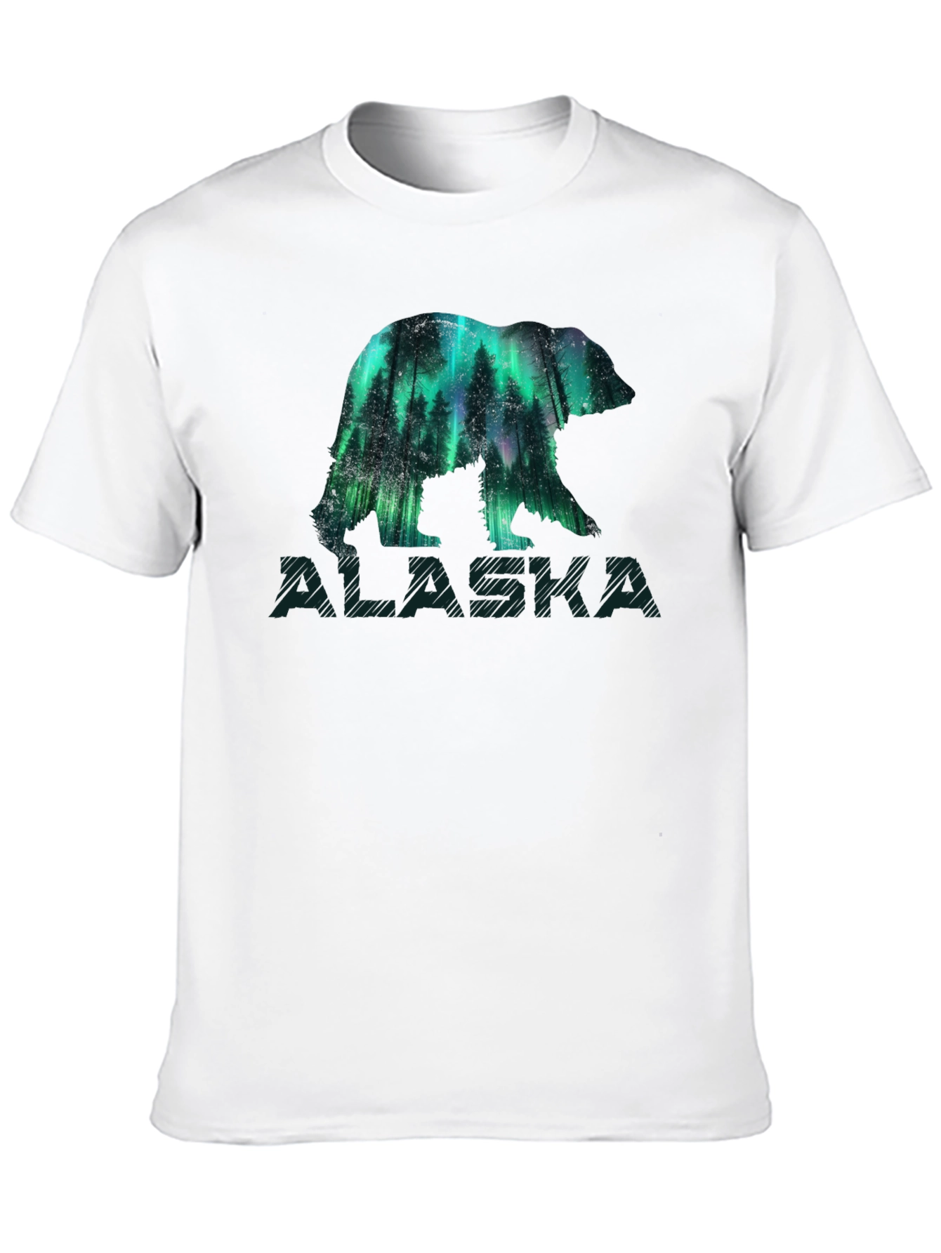 Alaska Bear Aurora Borealis Graphic T-Shirt