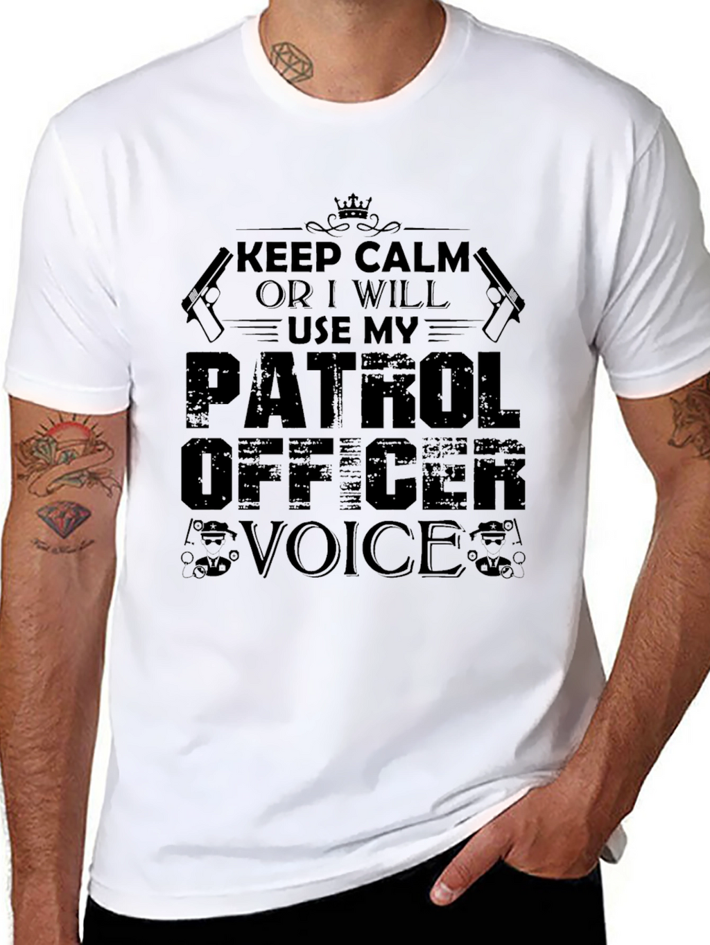 Keep Calm Patrol Officer Black Graphic T-Shirt