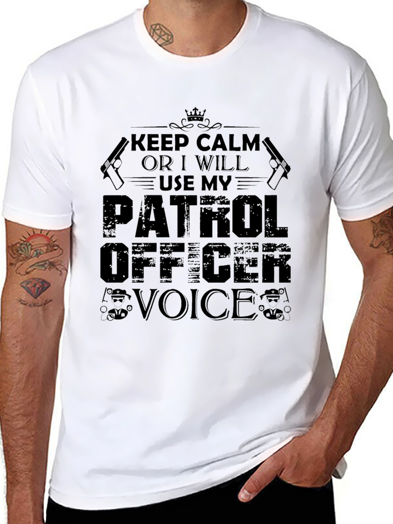 Keep Calm Patrol Officer Black Graphic T-Shirt