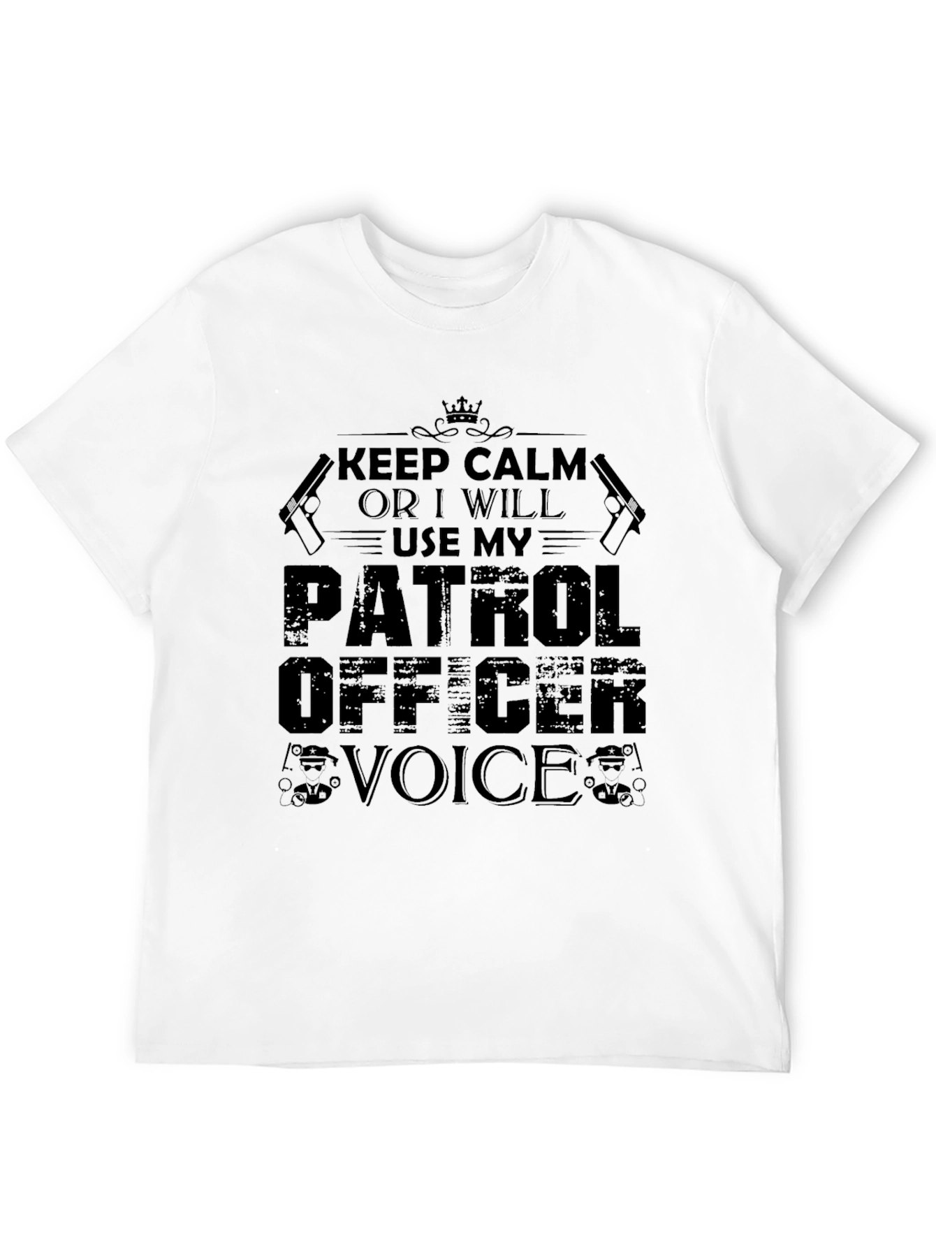 Keep Calm Patrol Officer Black Graphic T-Shirt