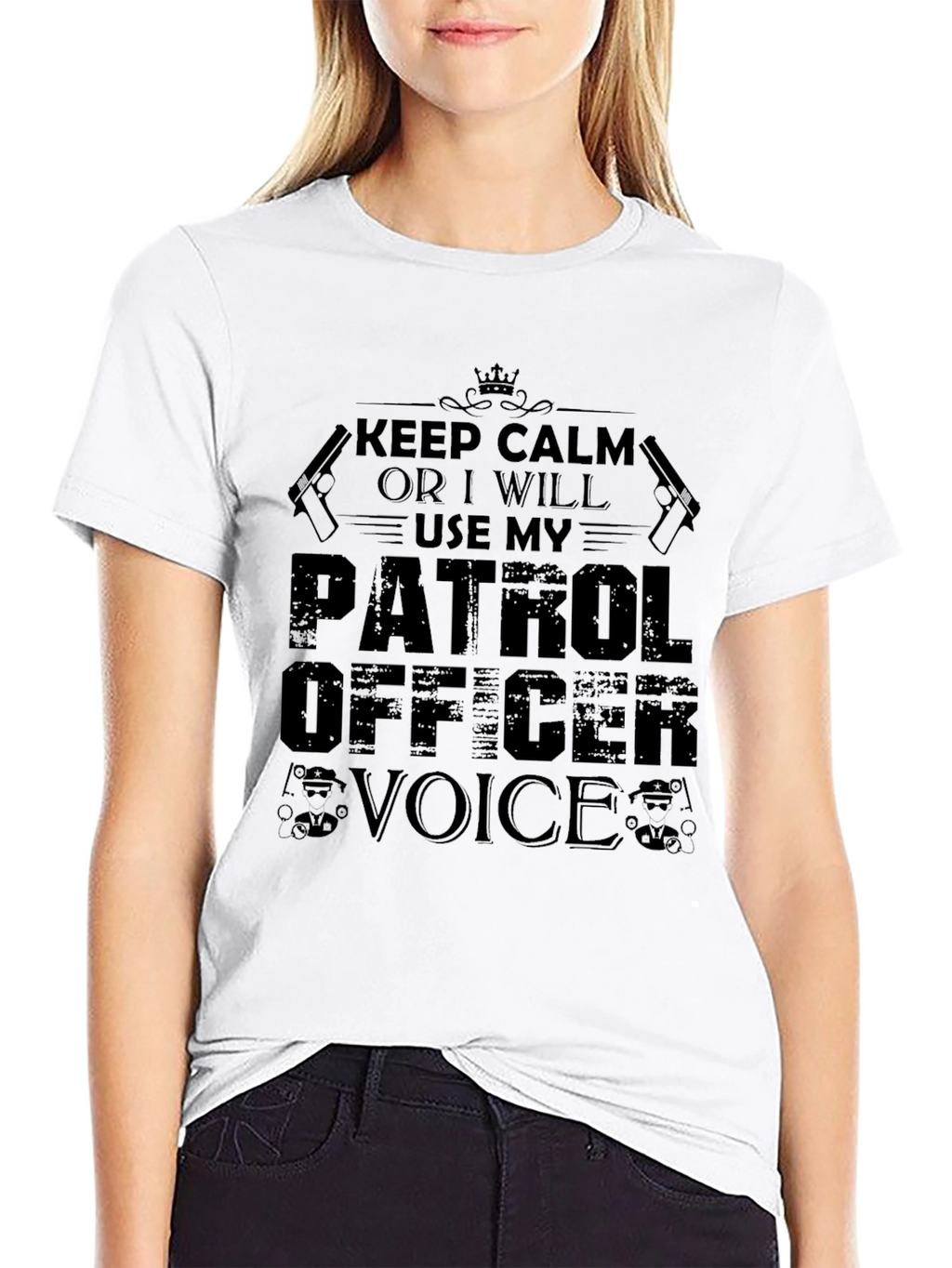 Keep Calm Patrol Officer Black Graphic T-Shirt