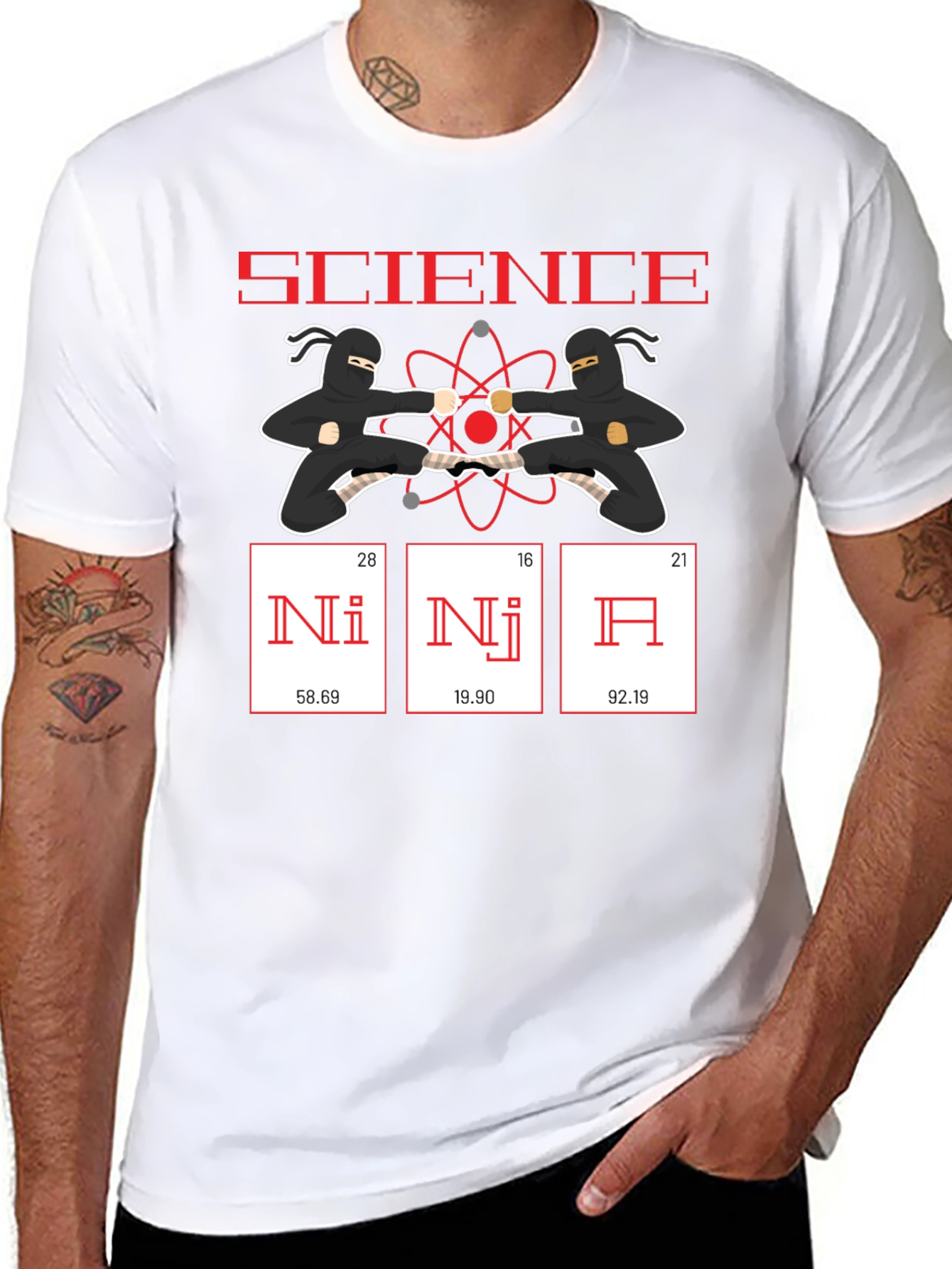 Science Ninja Funny T-Shirt - Periodic Table Elements