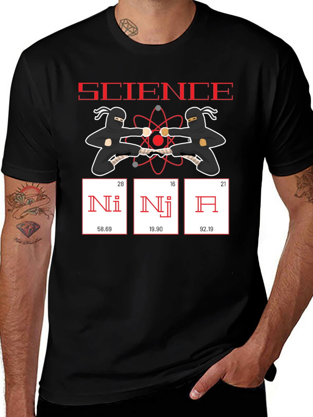 Science Ninja Funny T-Shirt - Periodic Table Elements