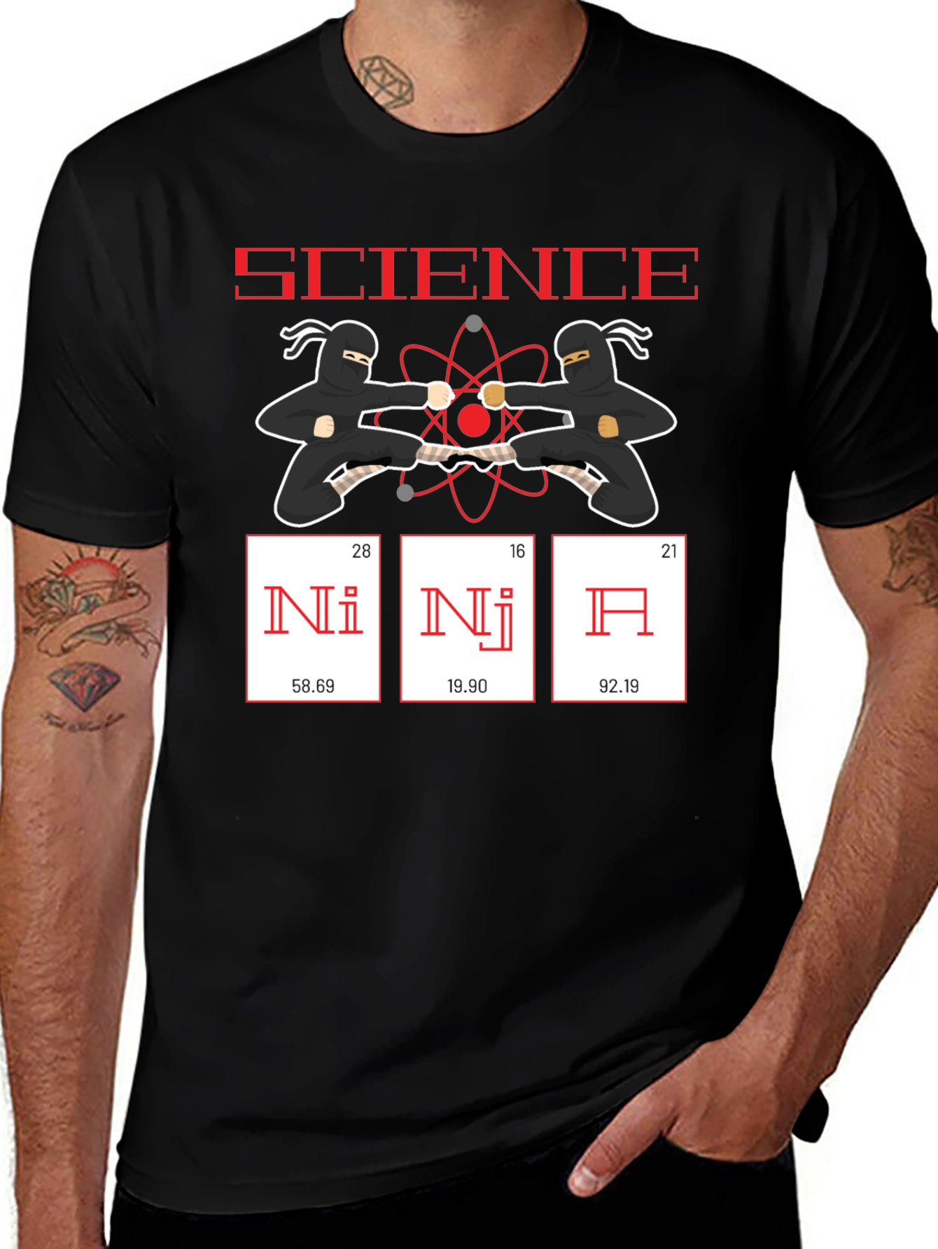 Science Ninja Funny T-Shirt - Periodic Table Elements