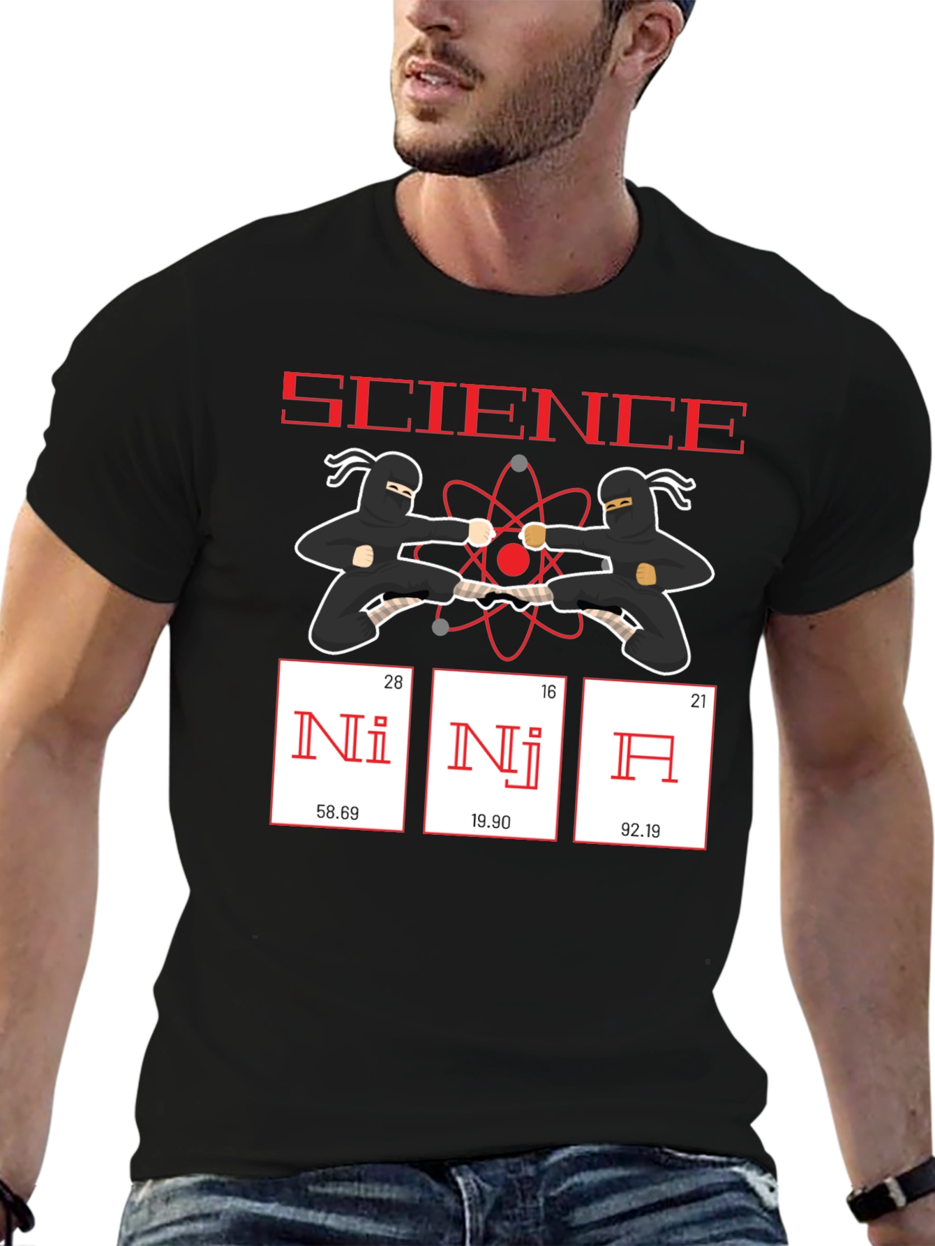 Science Ninja Funny T-Shirt - Periodic Table Elements