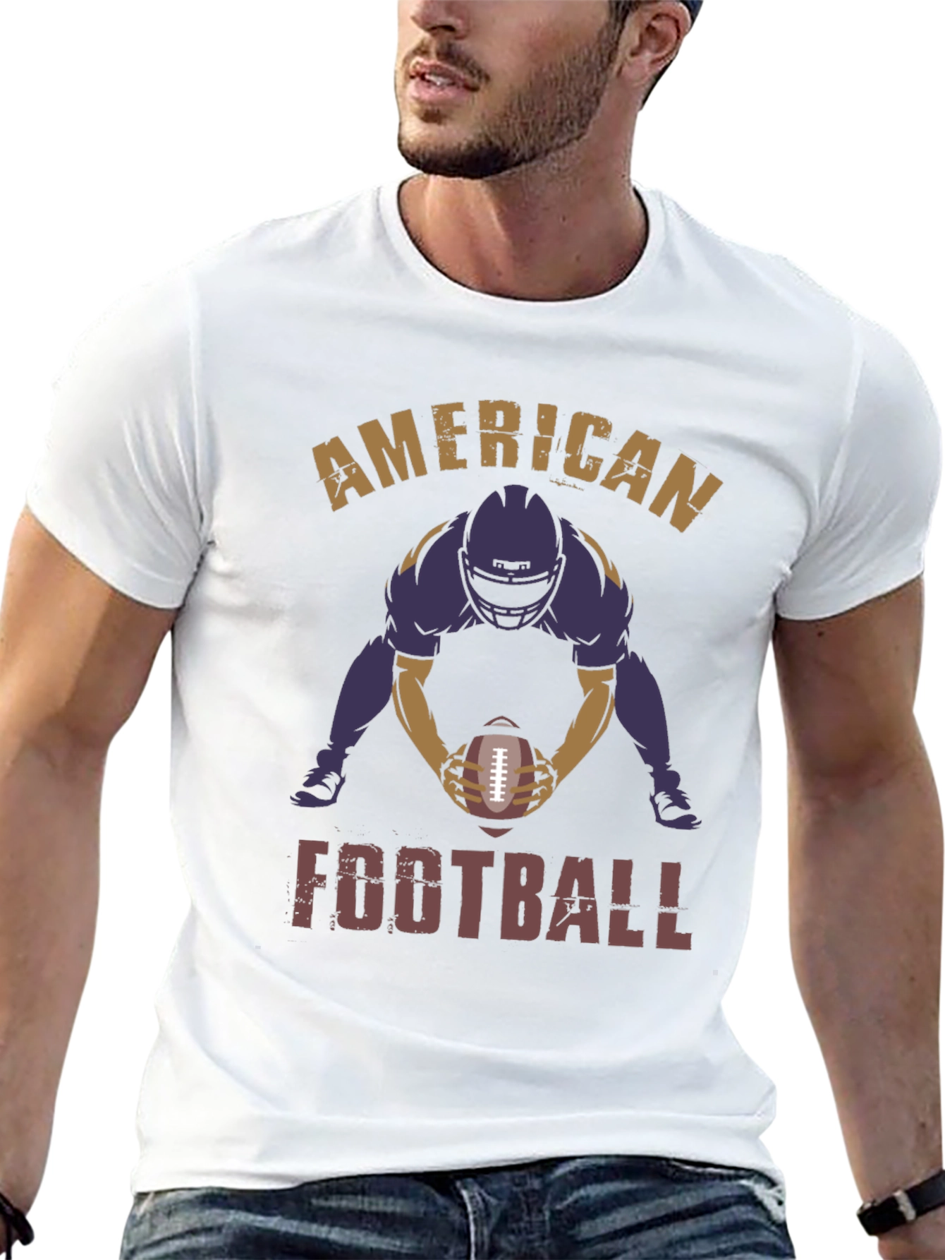 American Football Player Graphic Print T-Shirt
