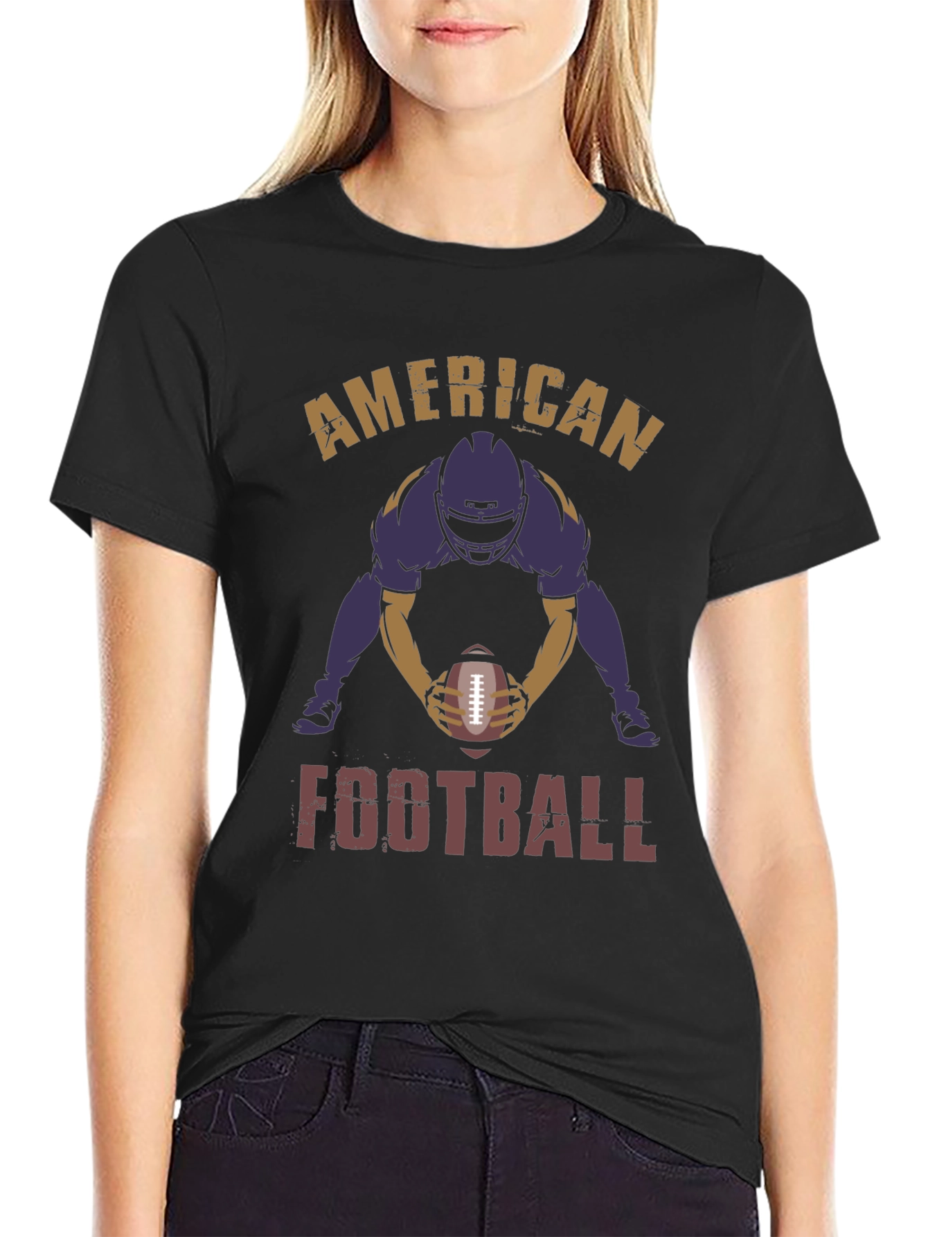 American Football Player Graphic Print T-Shirt