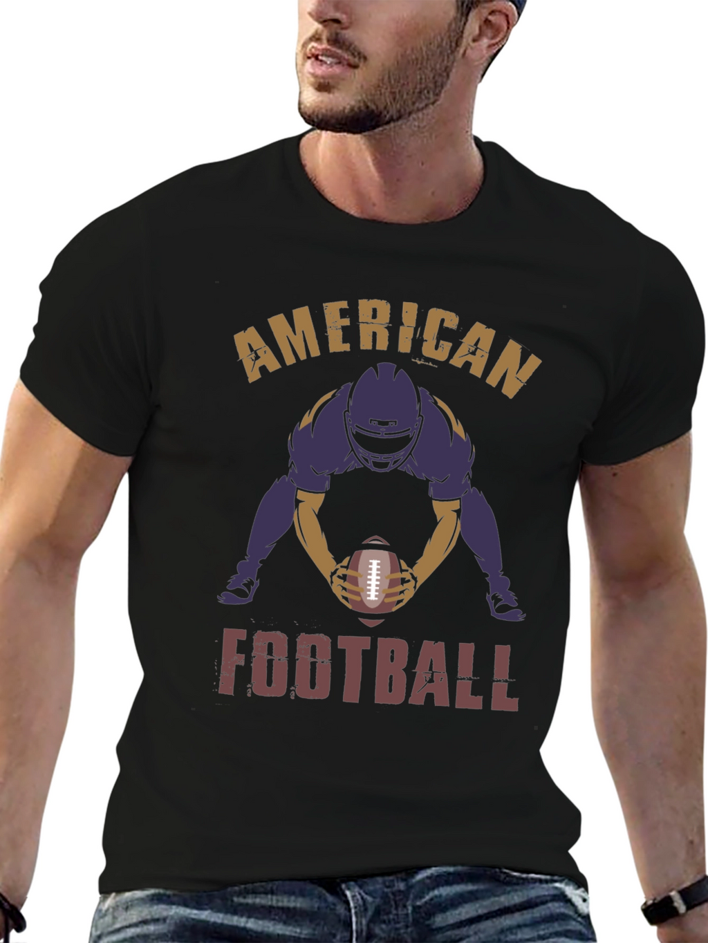 American Football Player Graphic Print T-Shirt