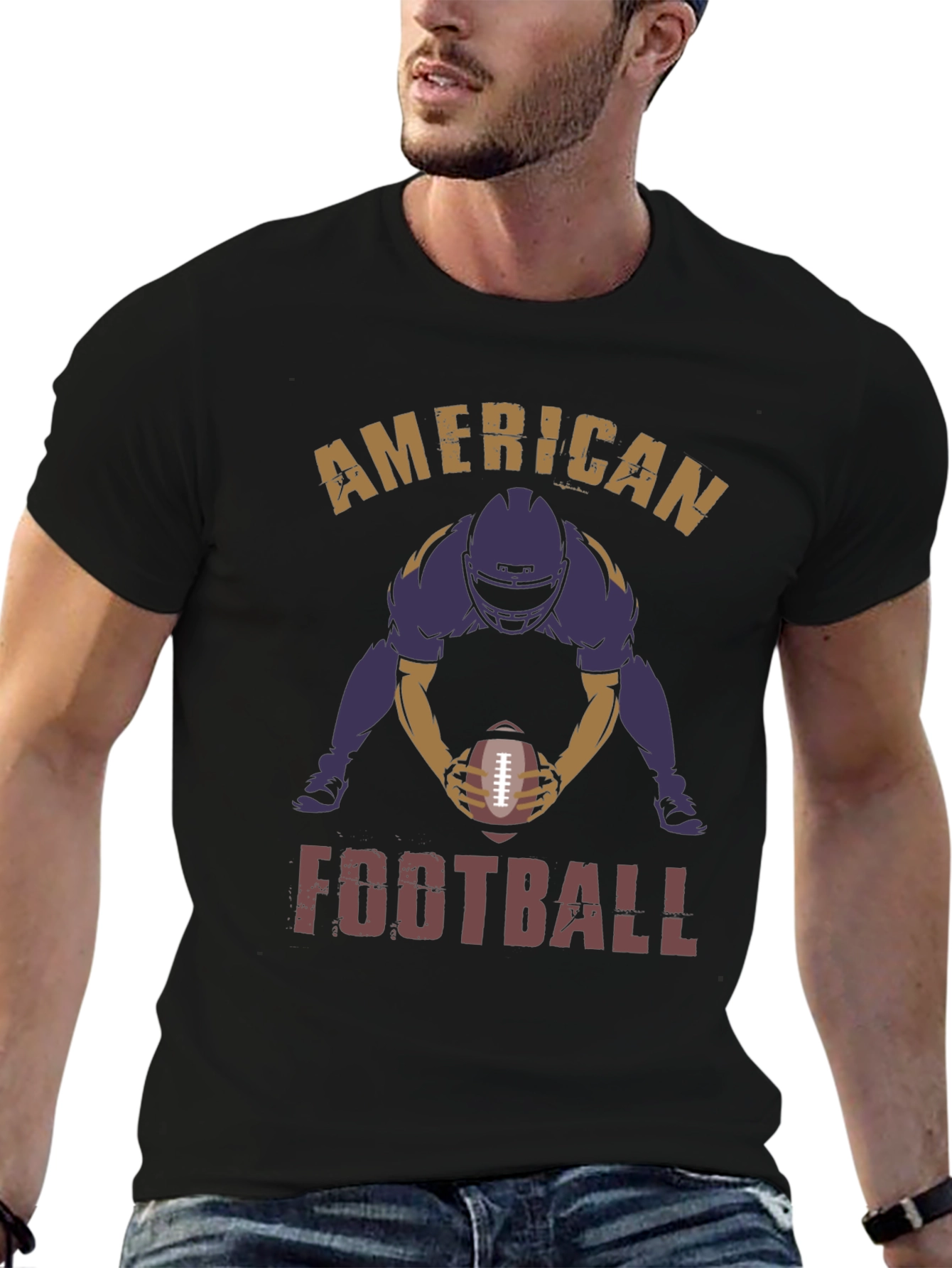 American Football Player Graphic Print T-Shirt