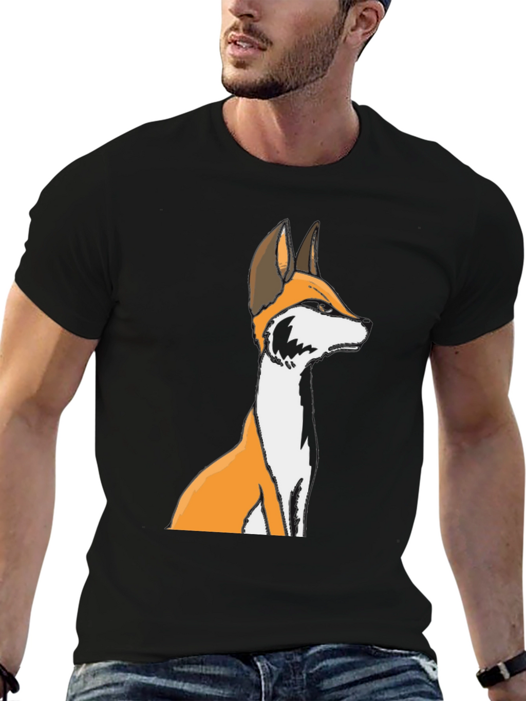 Fox Graphic Black T-Shirt - Unisex Crew Neck