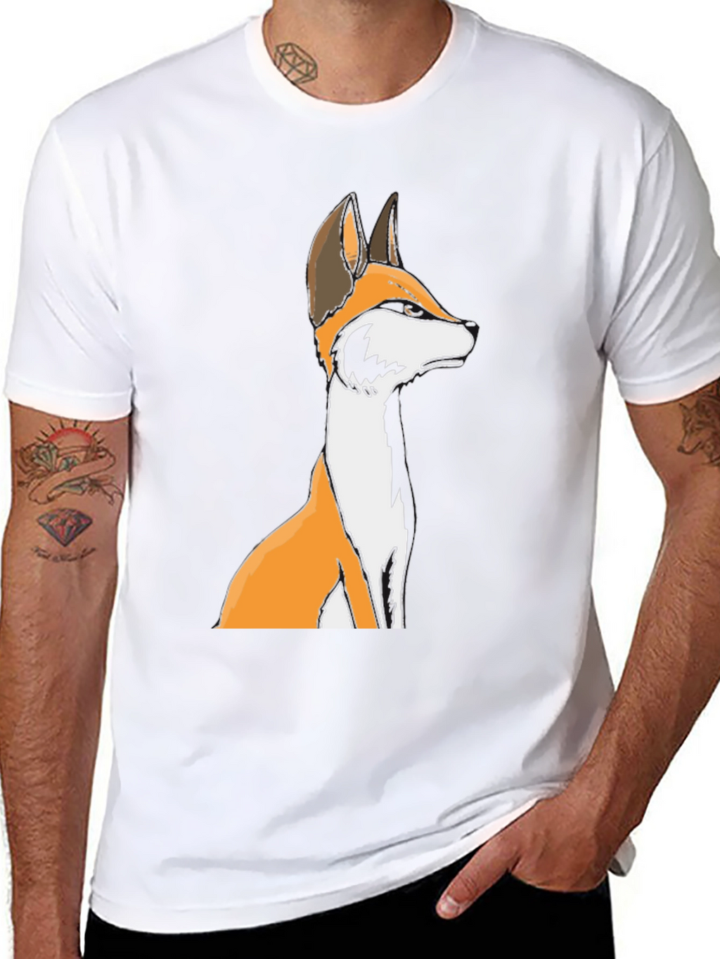 Fox Graphic Black T-Shirt - Unisex Crew Neck